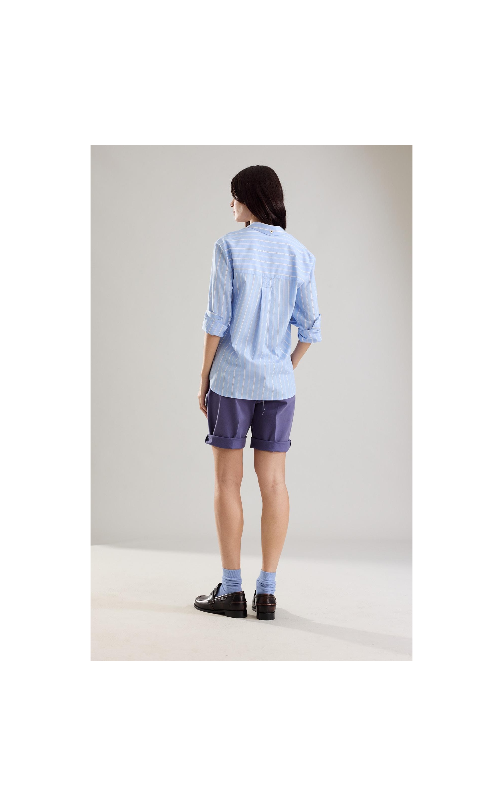 Camisa Jade Tricoline Striped Azul Bic