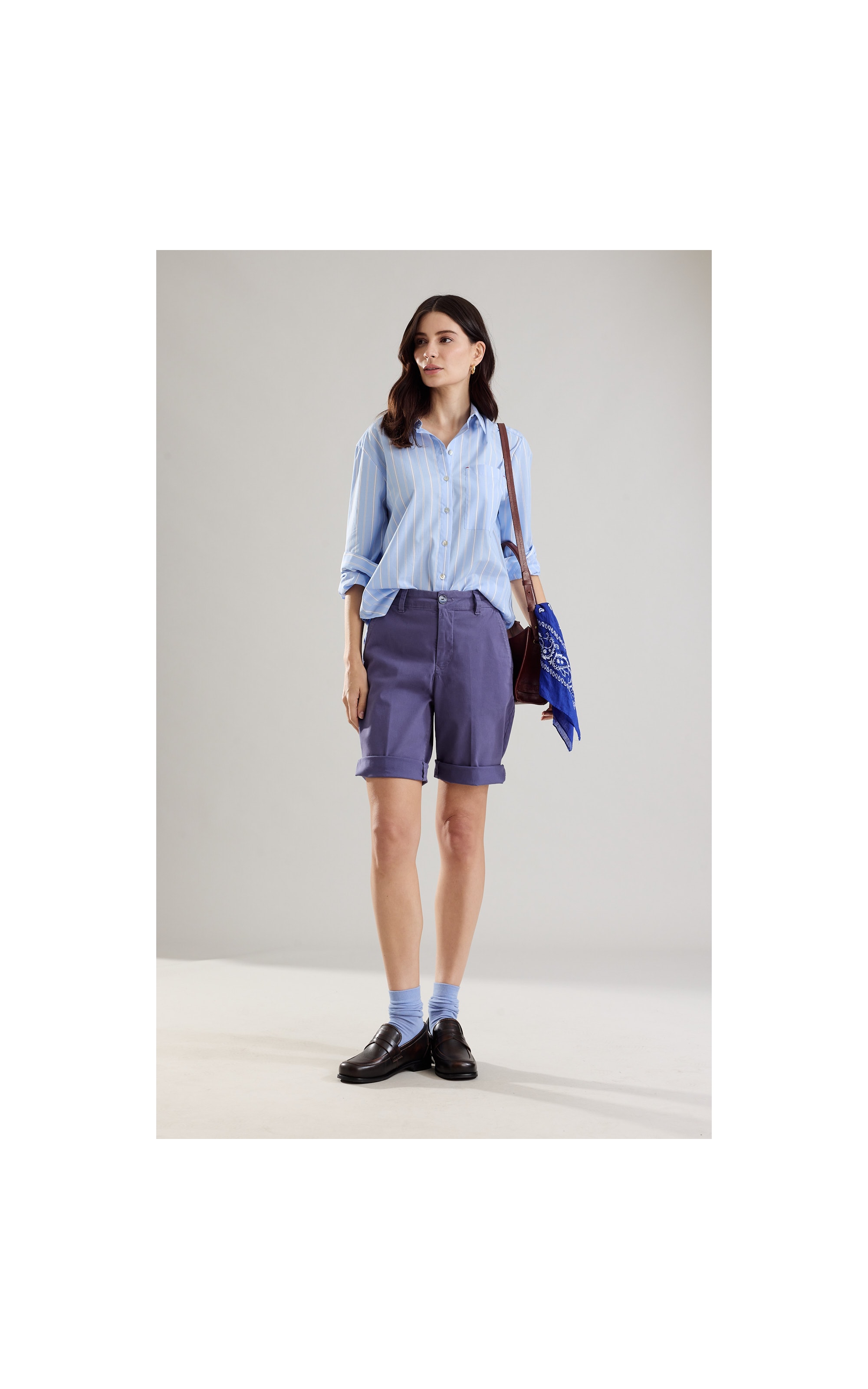 Camisa Jade Tricoline Striped Azul Bic