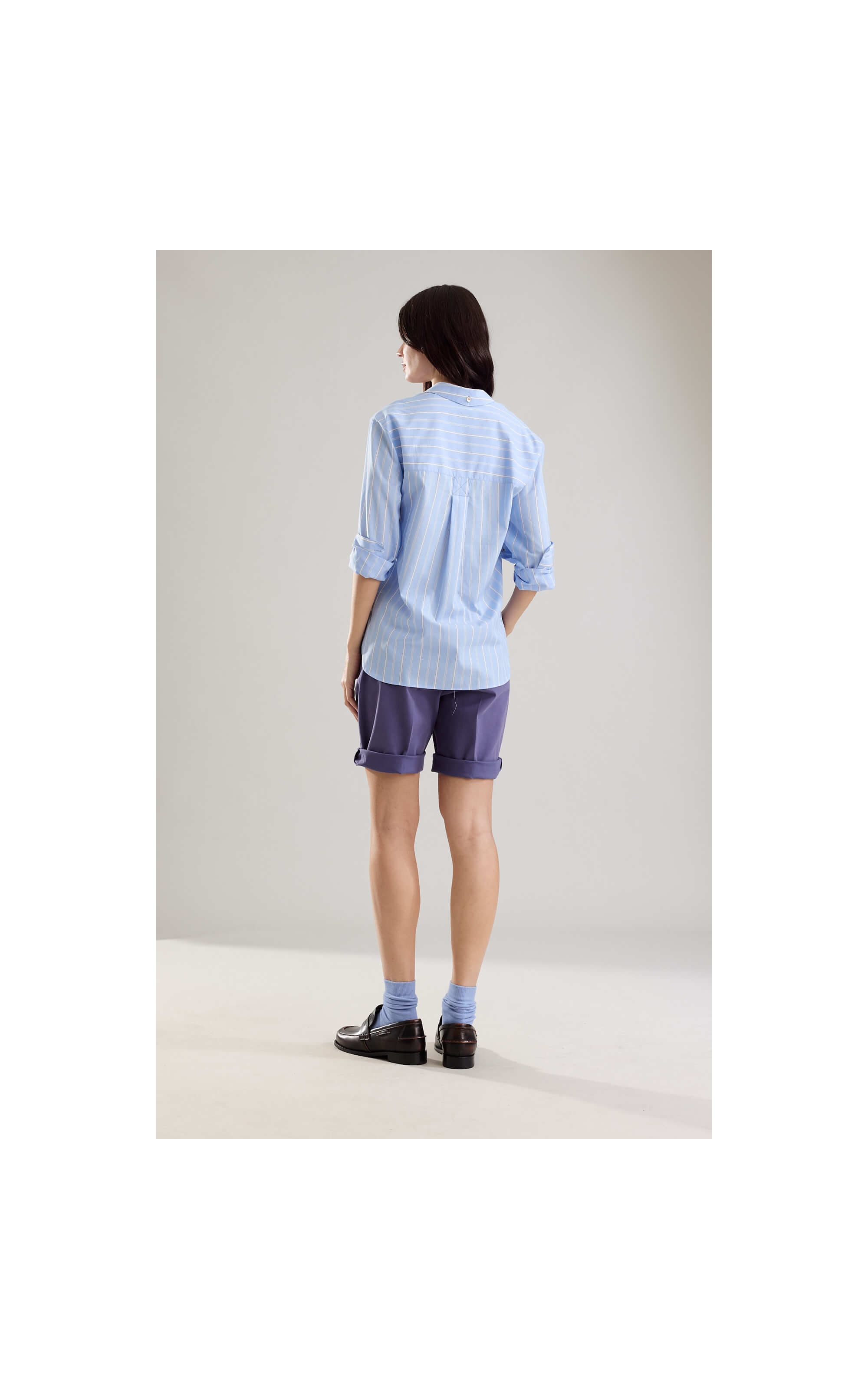 Camisa Jade Tricoline Striped Azul Bic