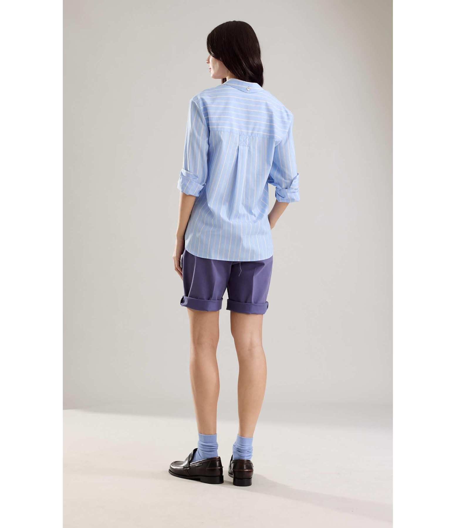 Camisa Jade Tricoline Striped Azul Bic