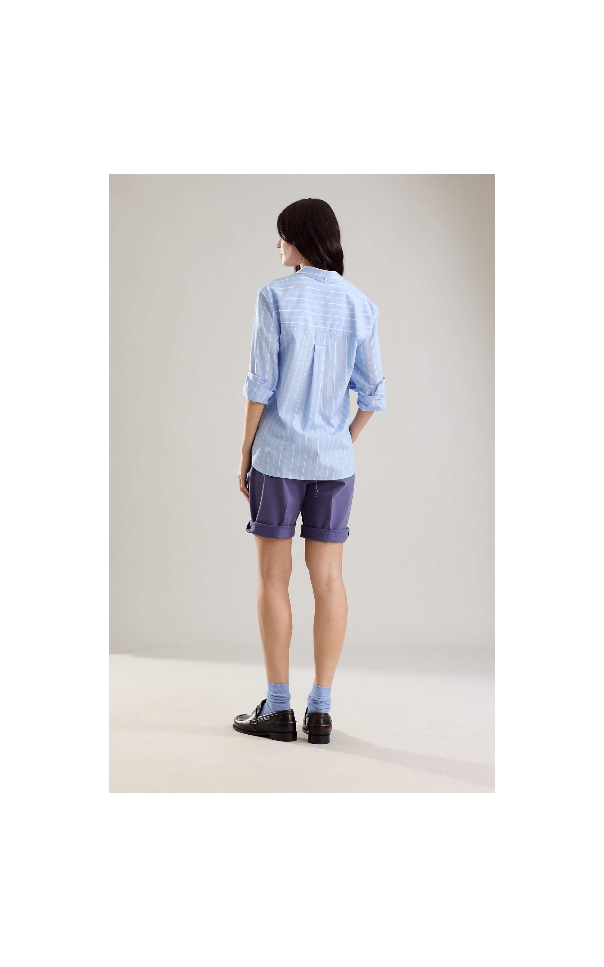 Camisa Jade Tricoline Striped Azul Bic