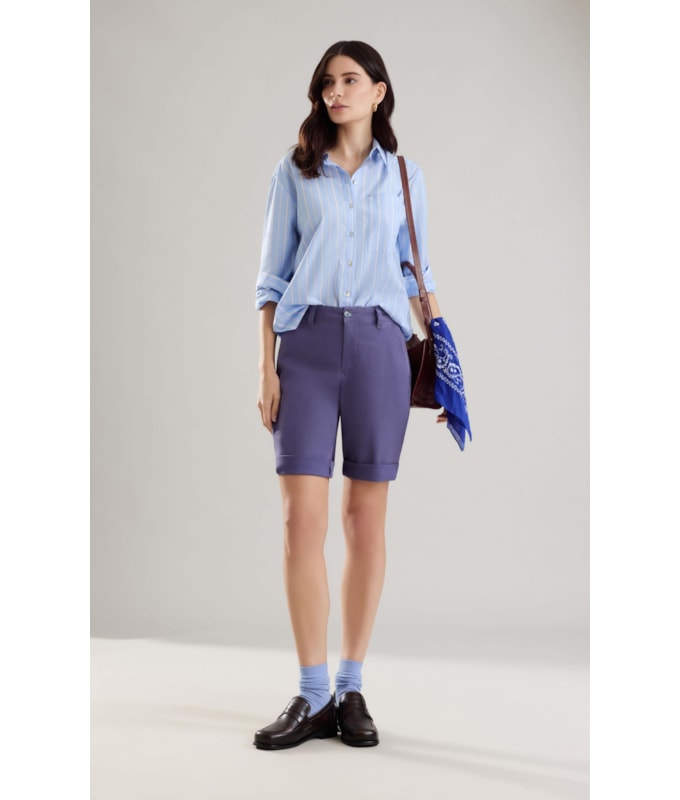 Camisa Jade Tricoline Striped Azul Bic