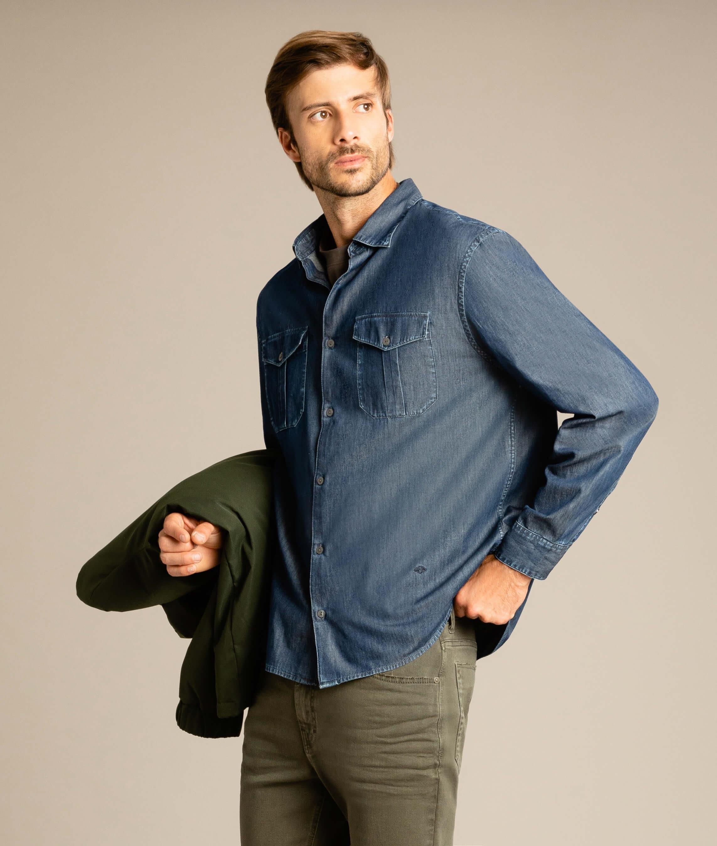Camisa Jeans Traveler Marinho