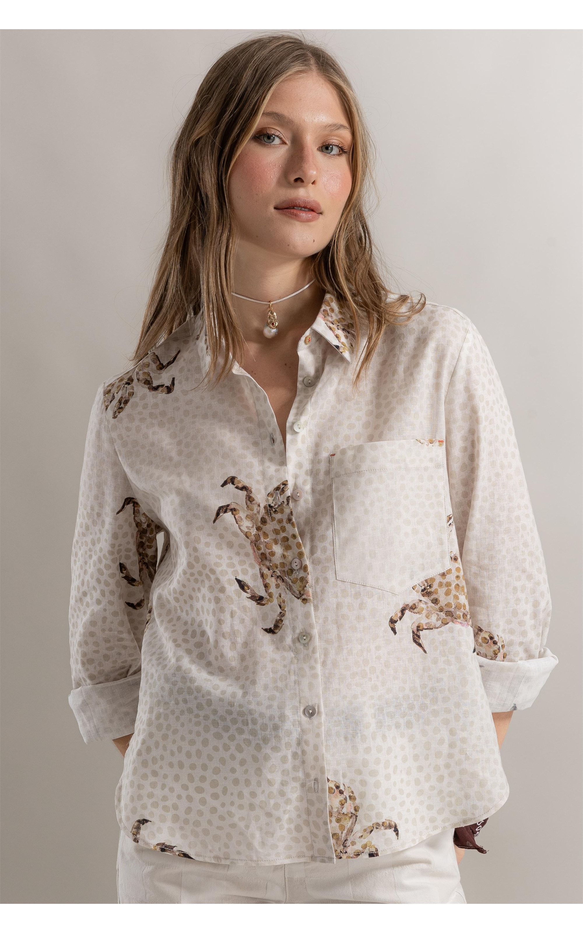 Camisa Kia Crab Linho Natural