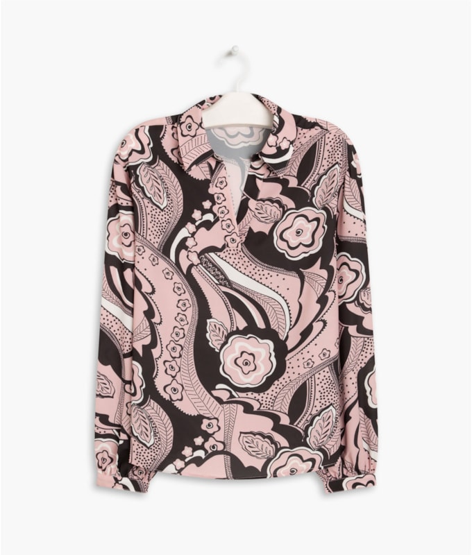 Camisa Leme Est Floral Retro Rosa