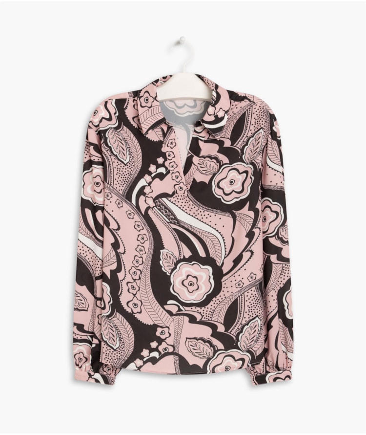 Camisa Leme Est Floral Retro Rosa