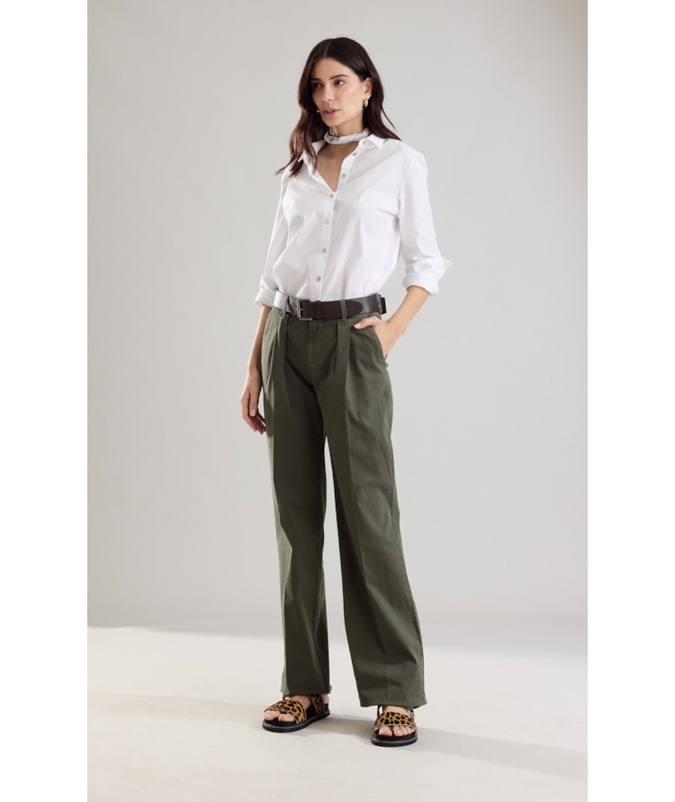 Camisa Leona Voil Maquinetado Branco