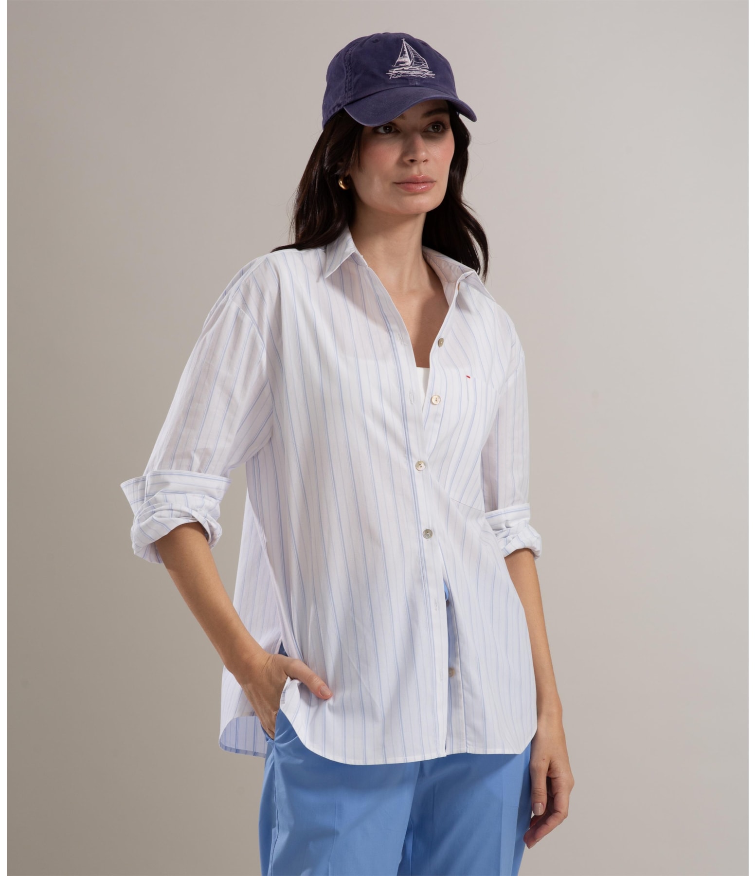 Camisa Lester Tricoline Azul Claro