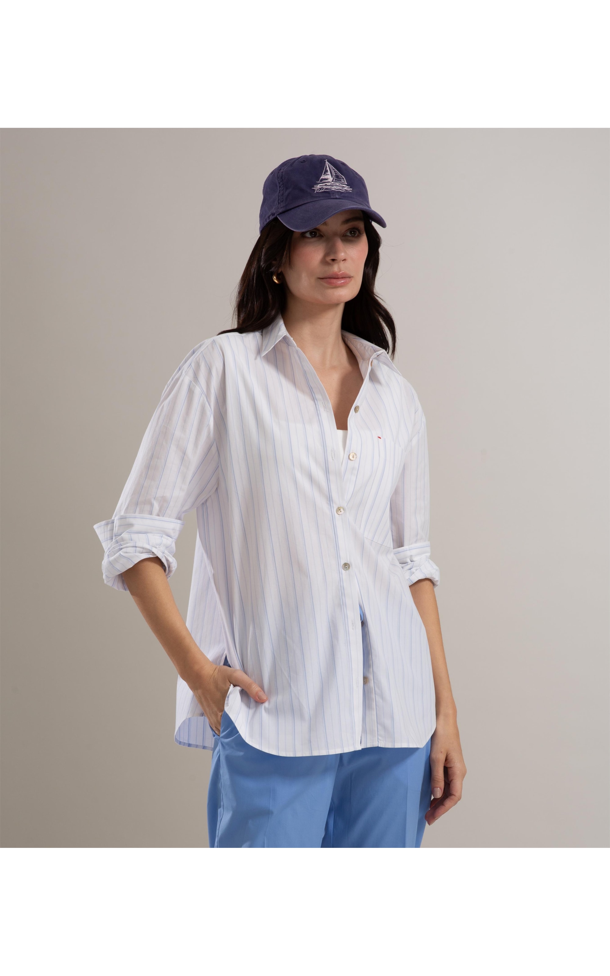 Camisa Lester Tricoline Azul Claro