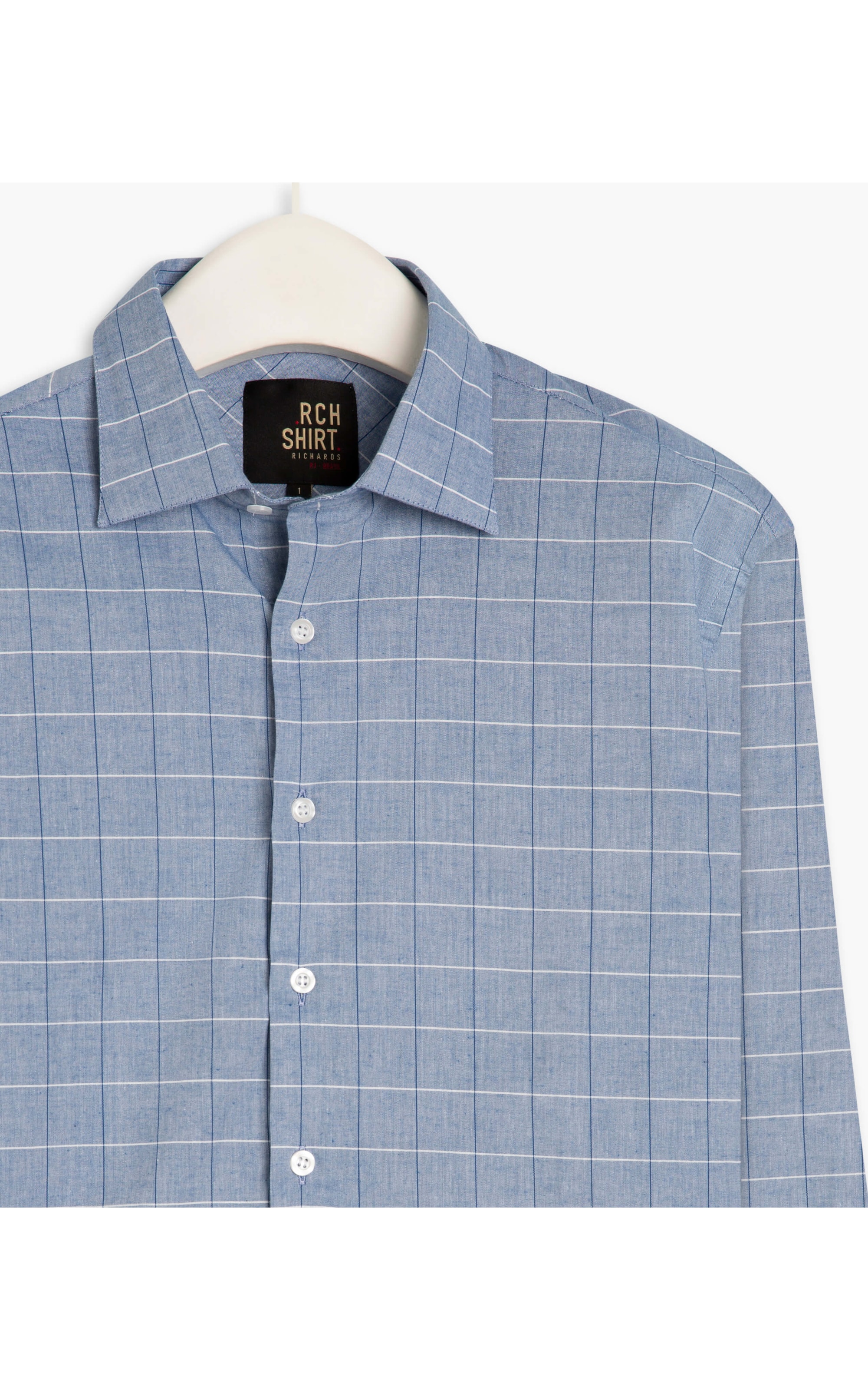 Camisa Liara Xadrez Fabiano Ml Azul Bic