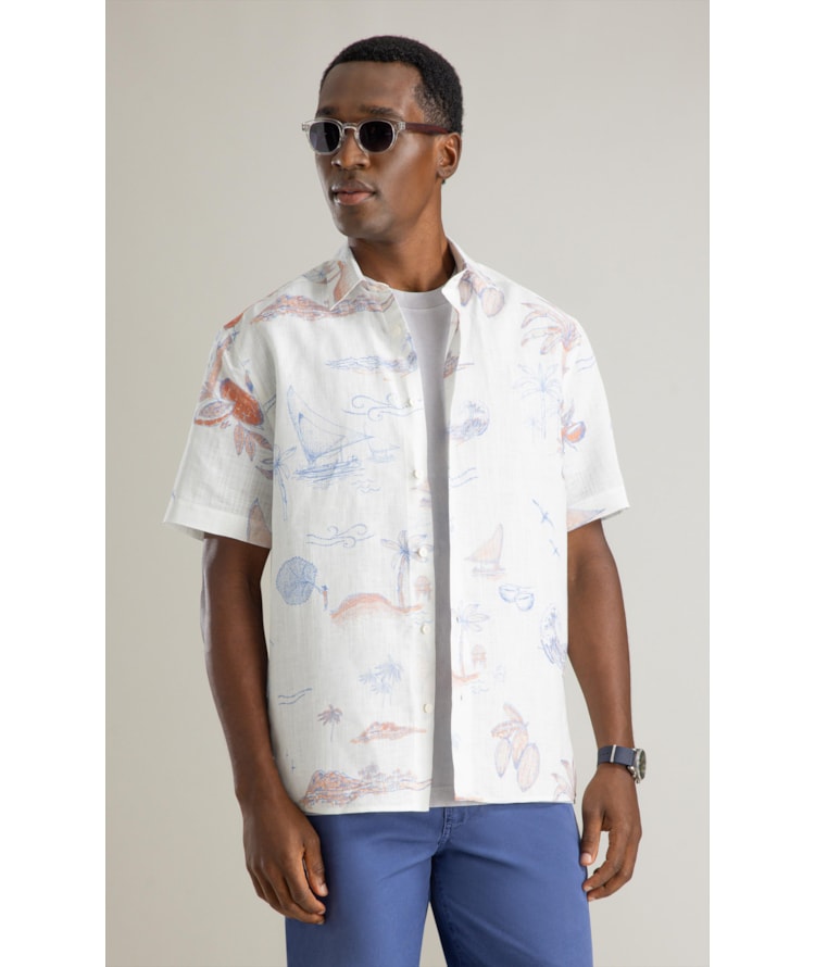 Camisa Linen Like Sereia Mc Off White