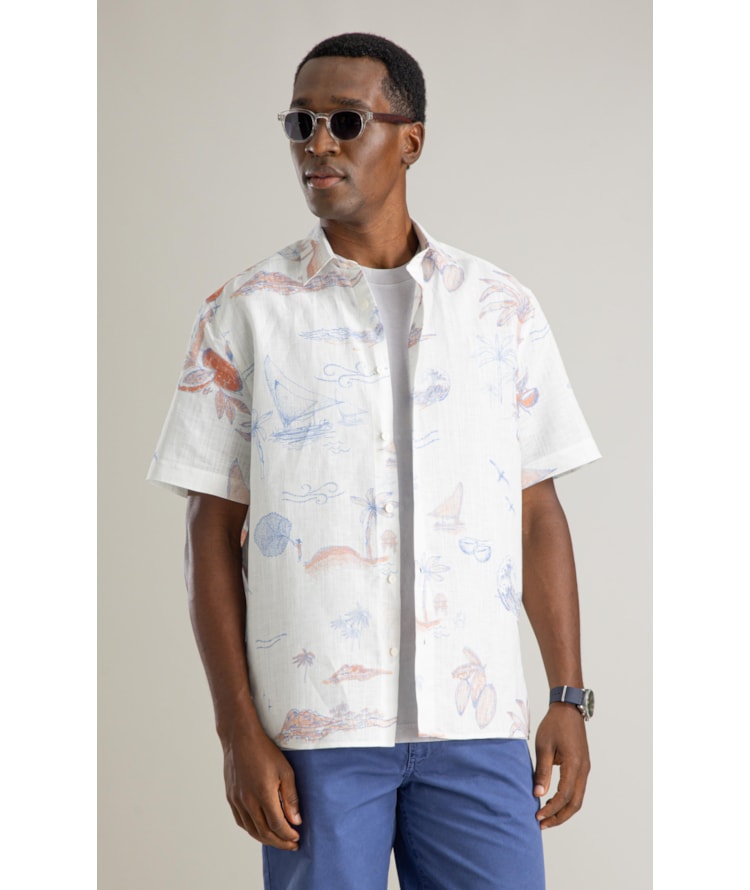 Camisa Linen Like Sereia Mc Off White