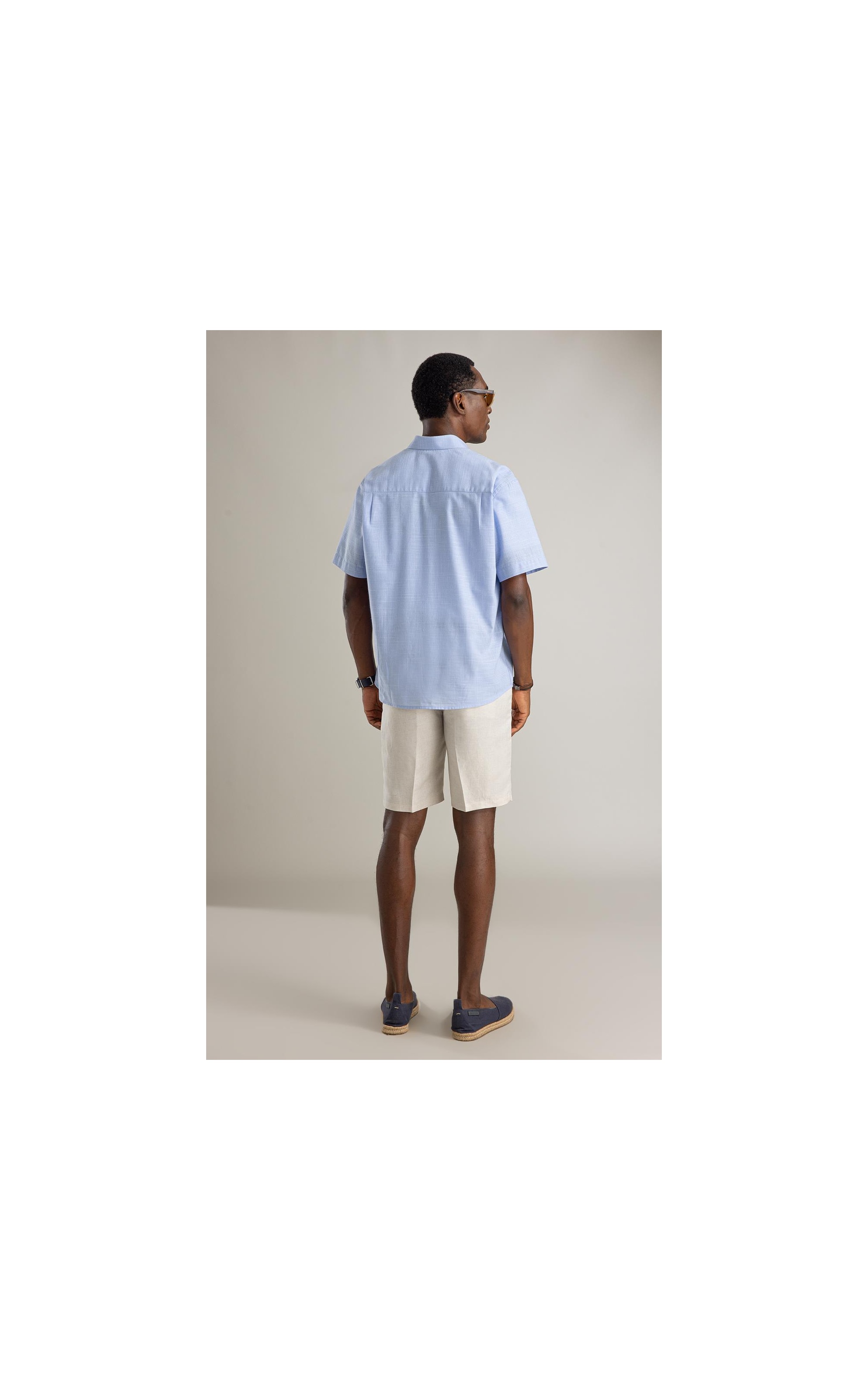 Camisa Linen Like Xadrez Gabriel Mc Azul Claro