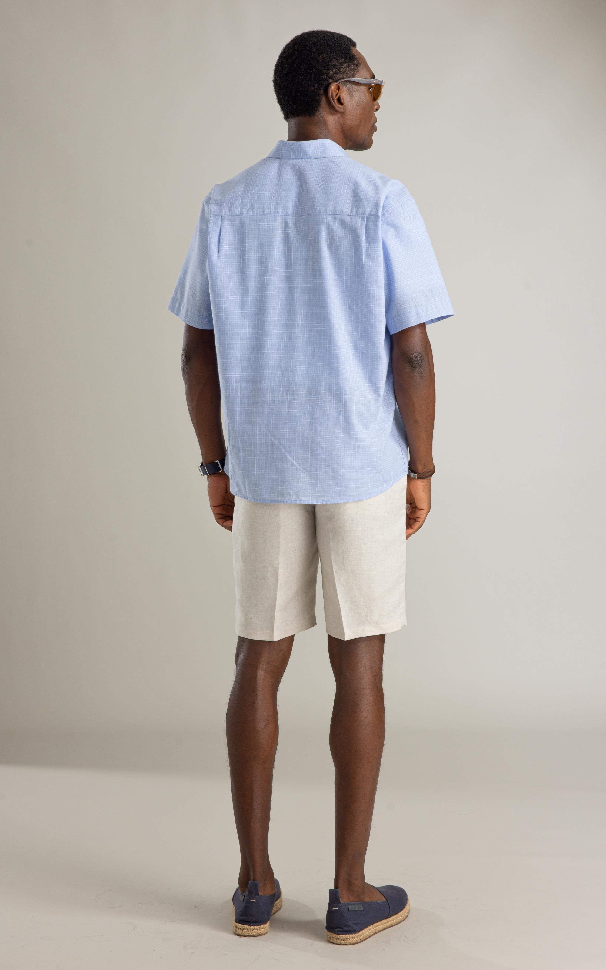 Camisa Linen Like Xadrez Gabriel Mc Azul Claro