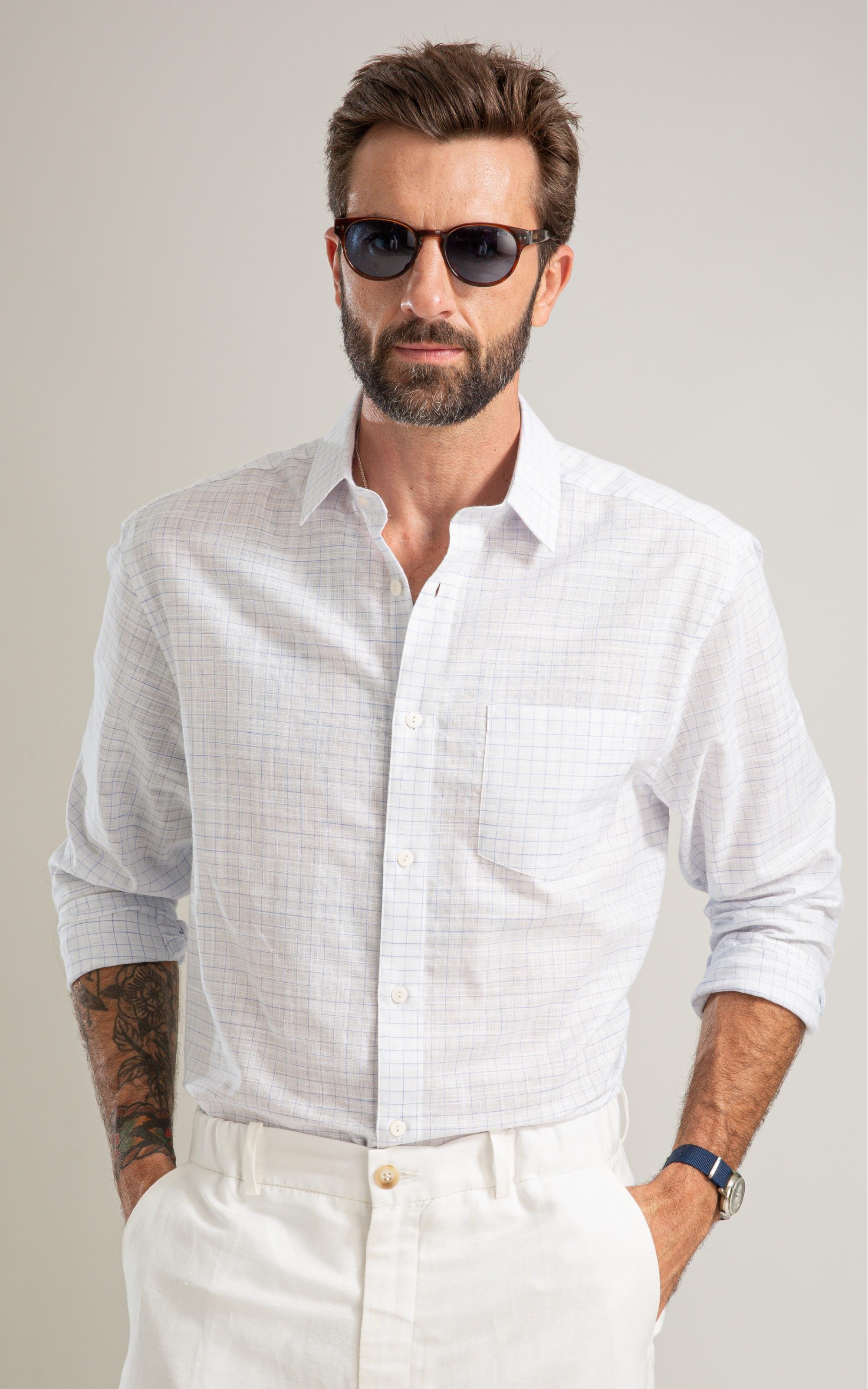 Camisa Linen Like Xadrez Rafael Ml Hortencia