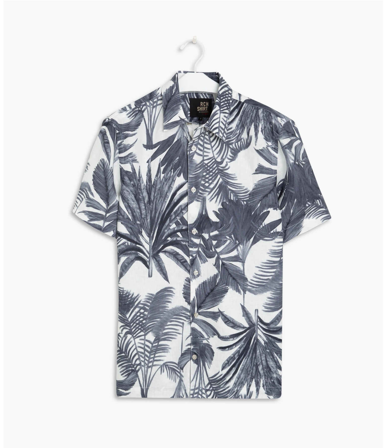 Camisa Linho  Arvoredo Estampada Mc Cinza Mescla