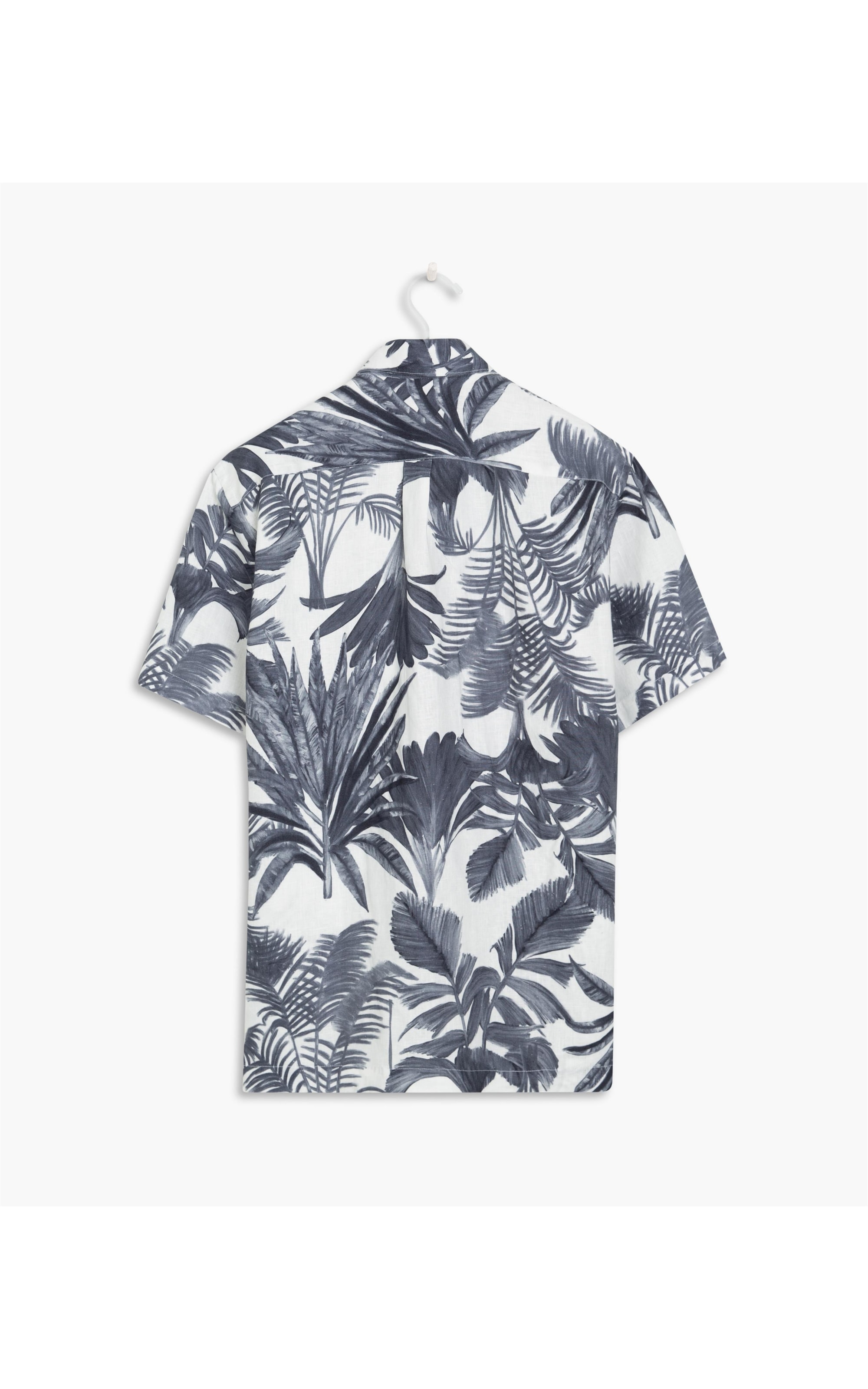 Camisa Linho  Arvoredo Estampada Mc Cinza Mescla