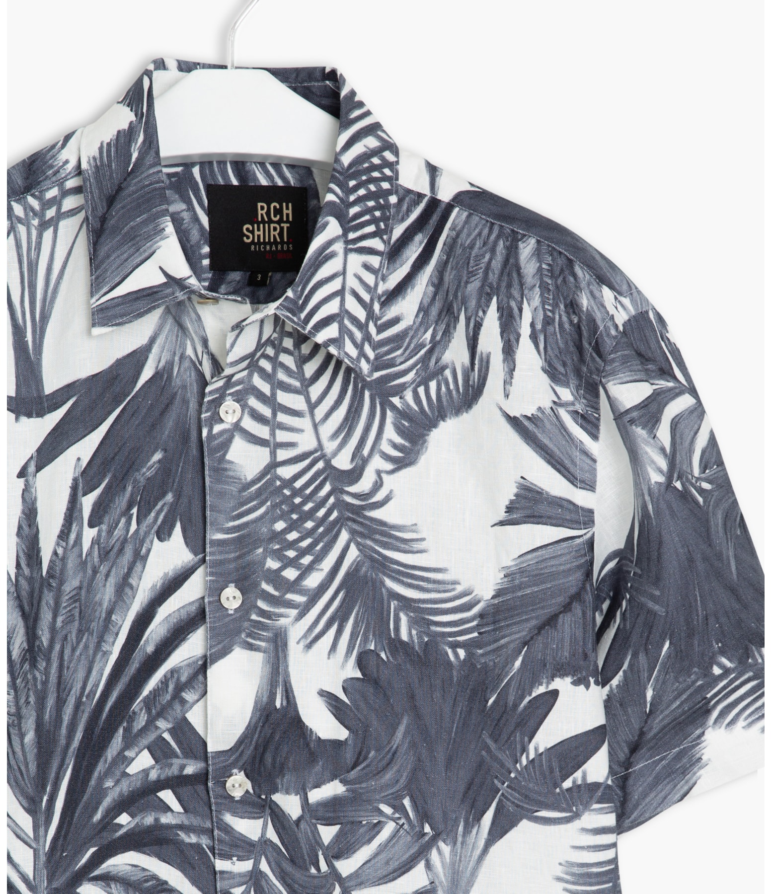 Camisa Linho  Arvoredo Estampada Mc Cinza Mescla