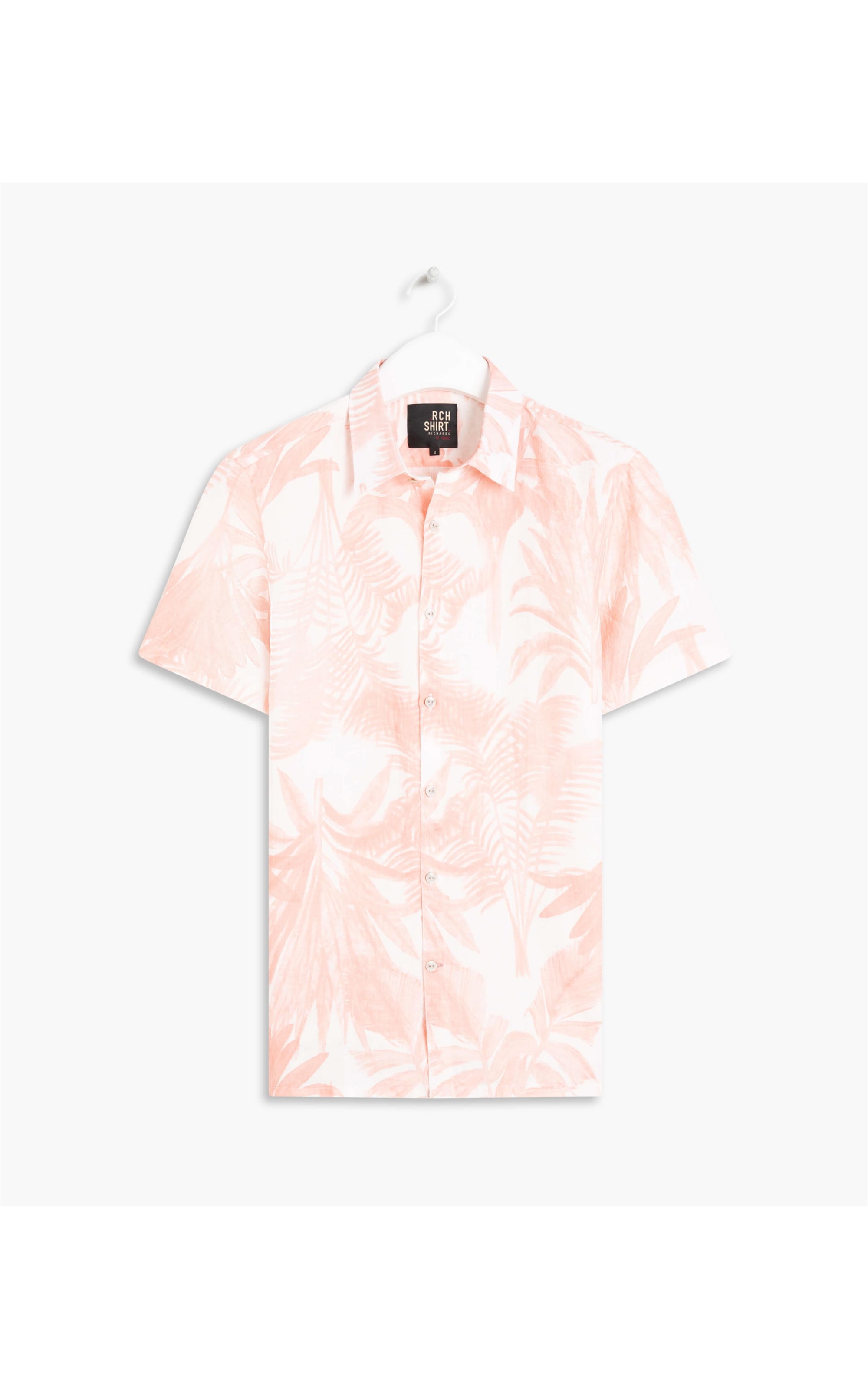 Camisa Linho  Arvoredo Estampada Mc Vermelho Cinza Mescla