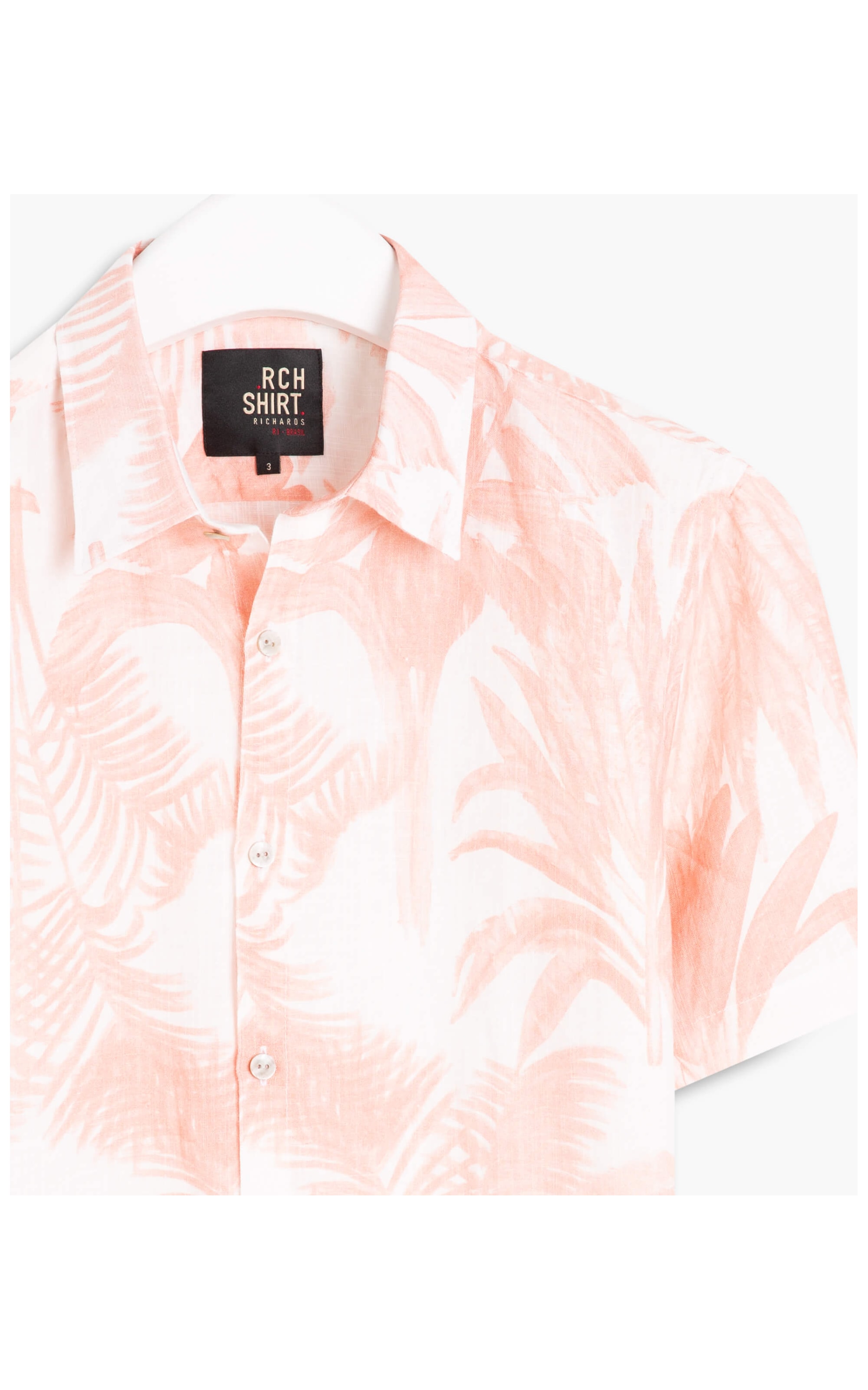Camisa Linho  Arvoredo Estampada Mc Vermelho Cinza Mescla