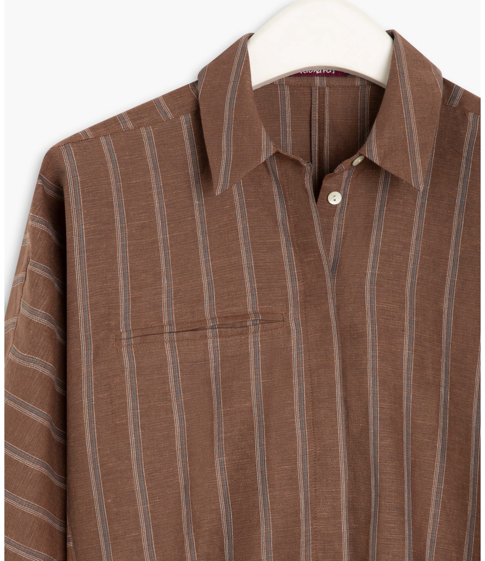 Camisa Linho  Athos Stripe Marrom