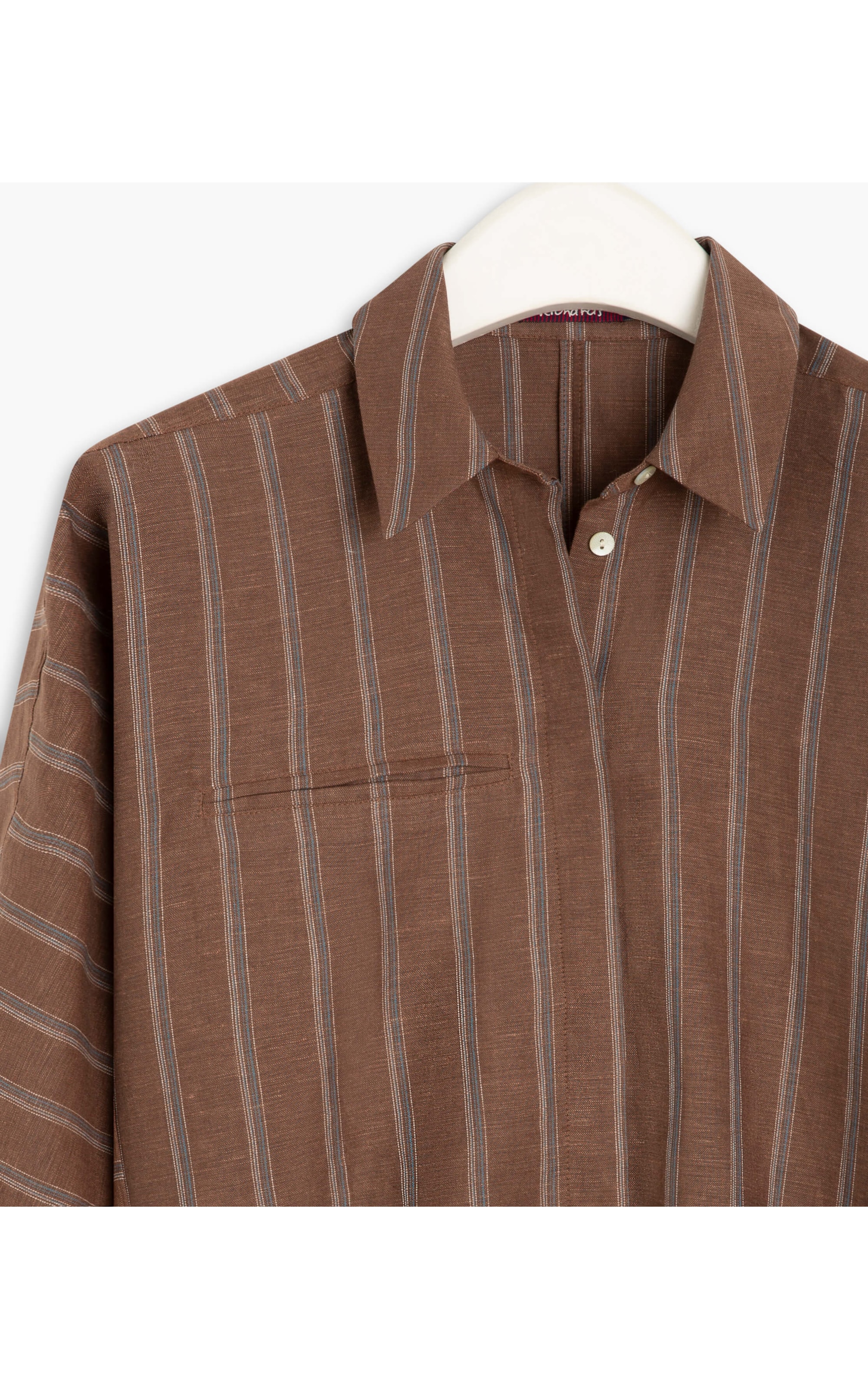 Camisa Linho  Athos Stripe Marrom