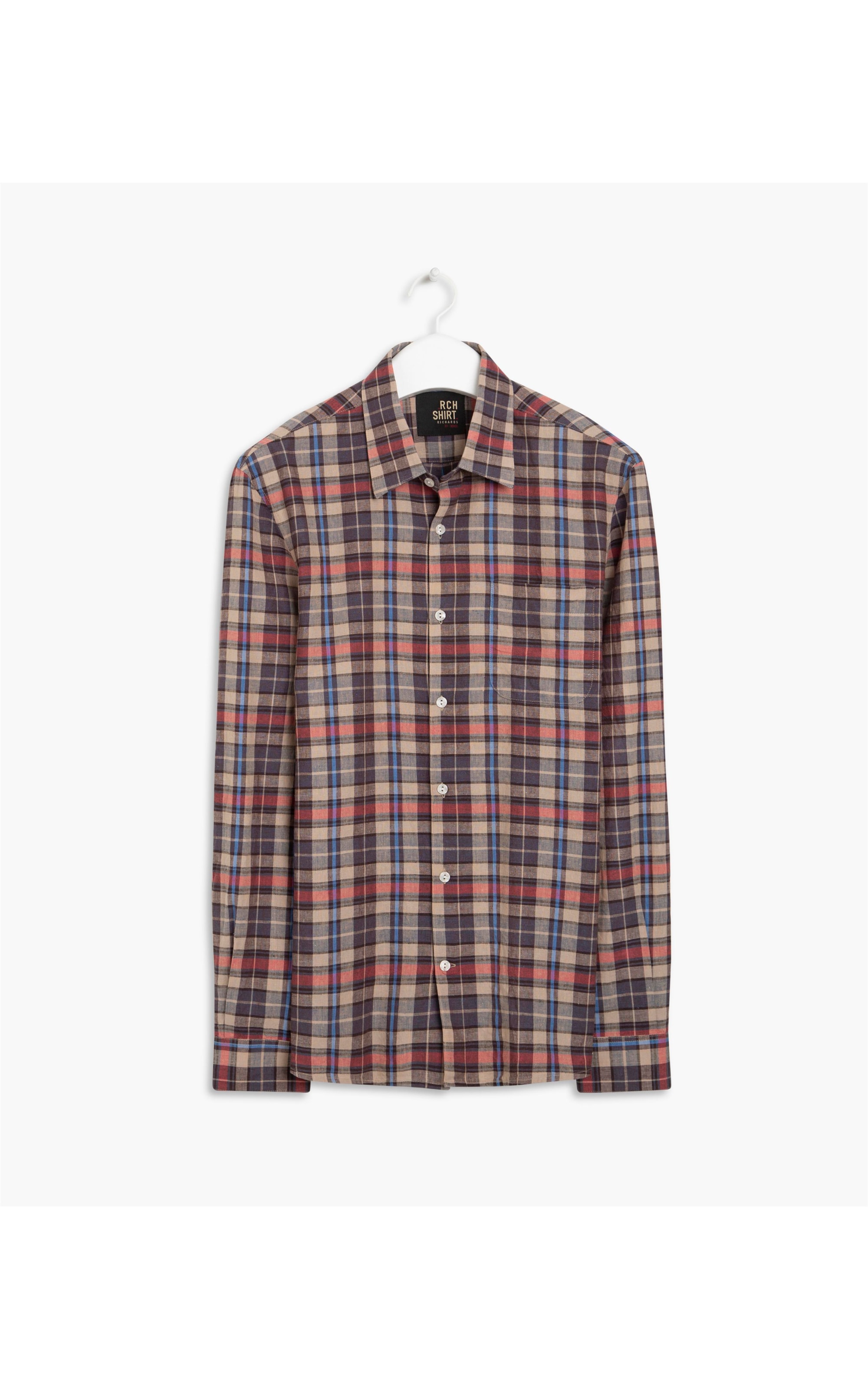 Camisa Linho  Austin Xadrez Ml Vermelho