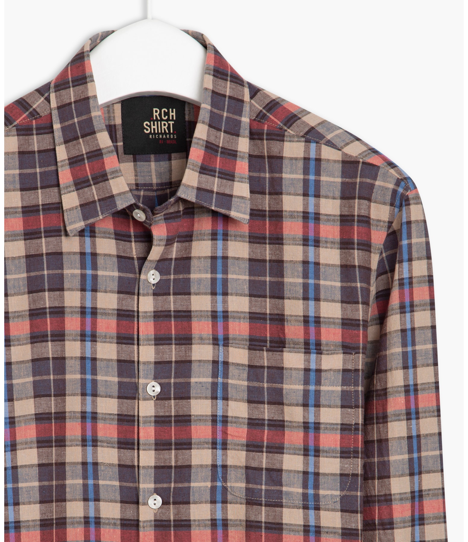 Camisa Linho  Austin Xadrez Ml Vermelho
