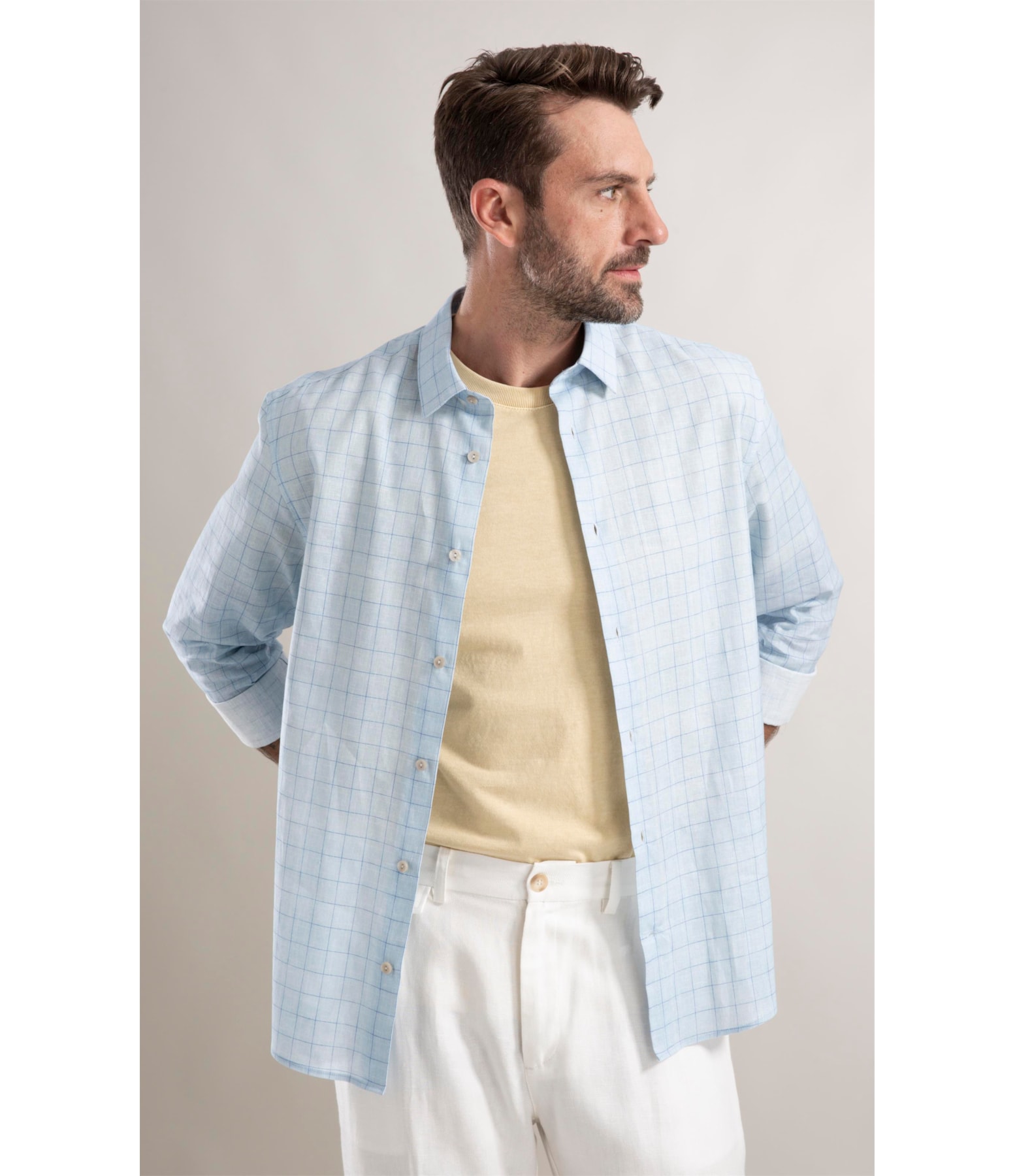 Camisa Linho Azul Claro
