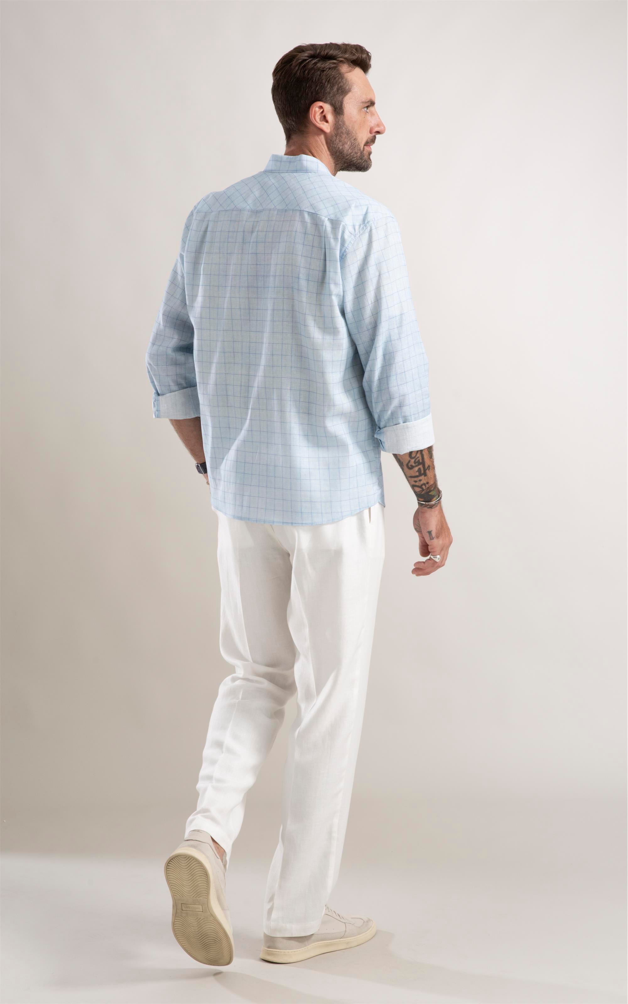 Camisa Linho Azul Claro