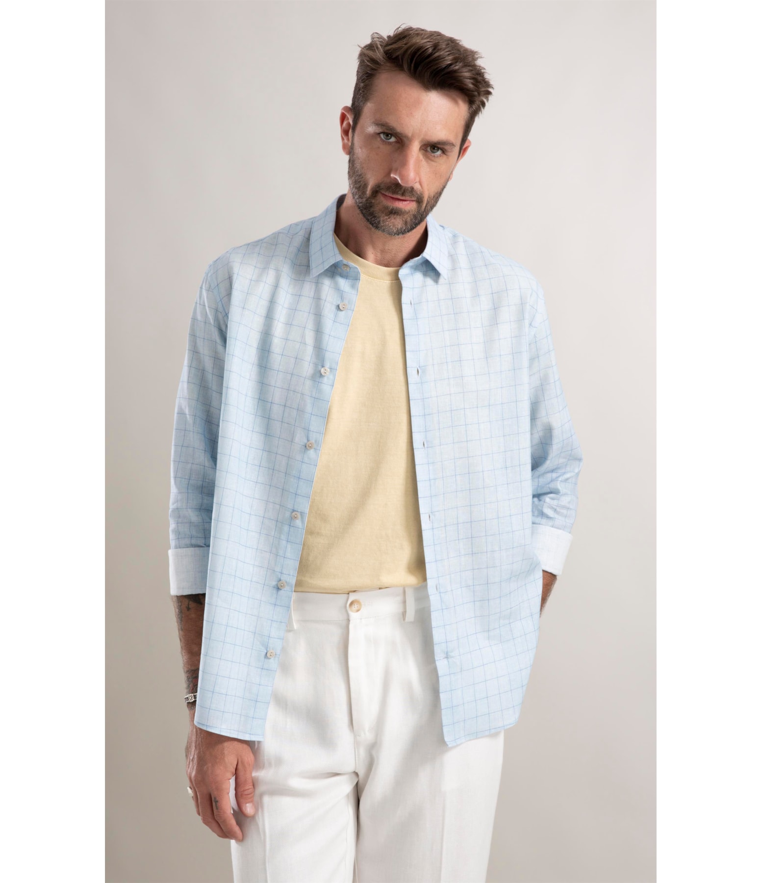 Camisa Linho Azul Claro