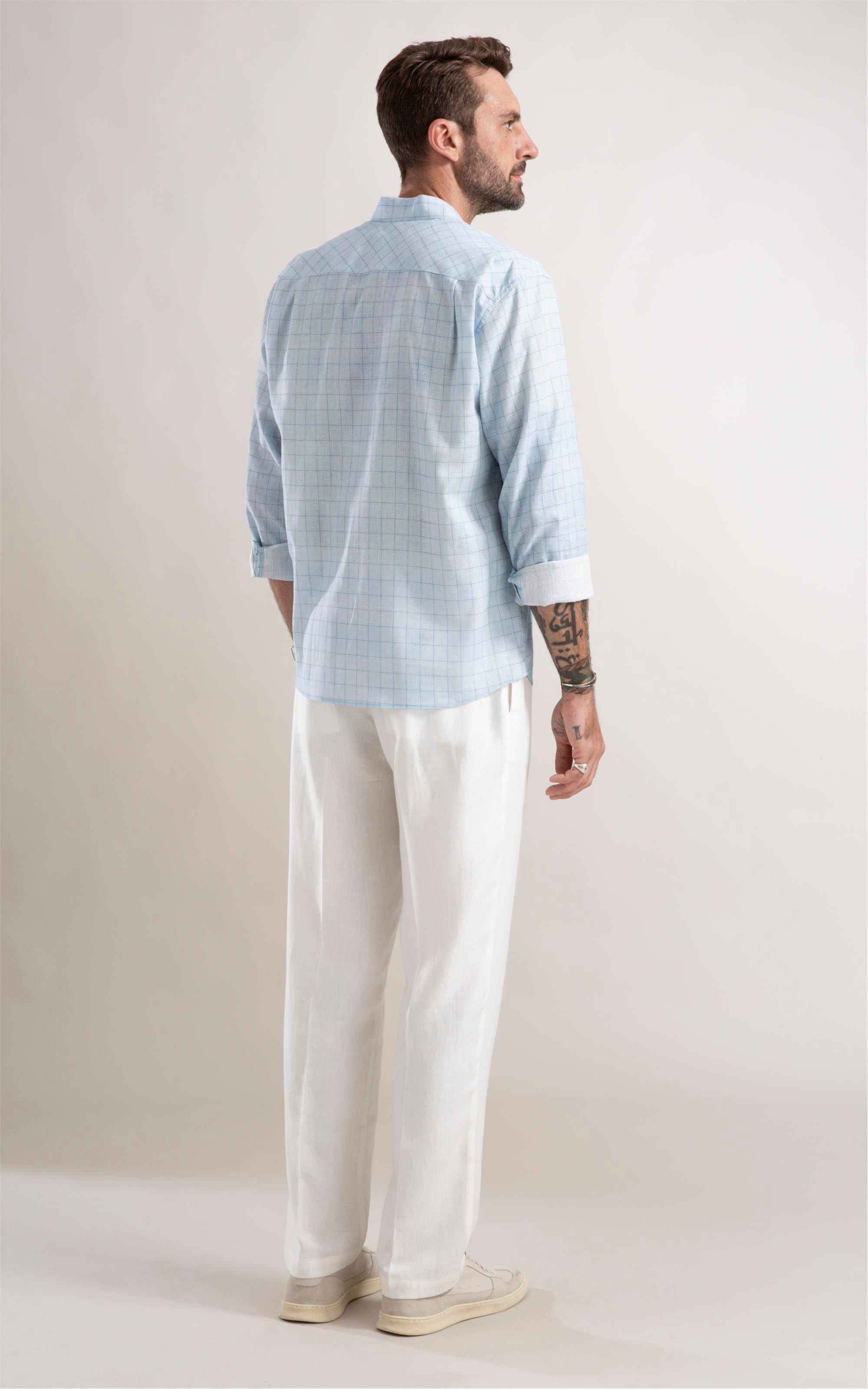 Camisa Linho Azul Claro