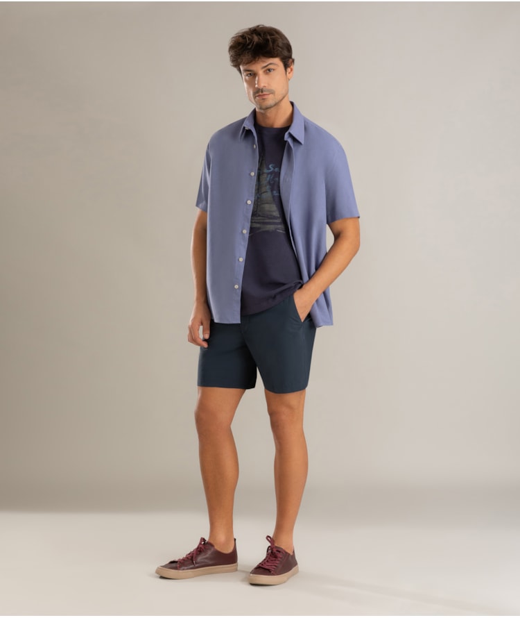 Camisa Linho Azul Seco