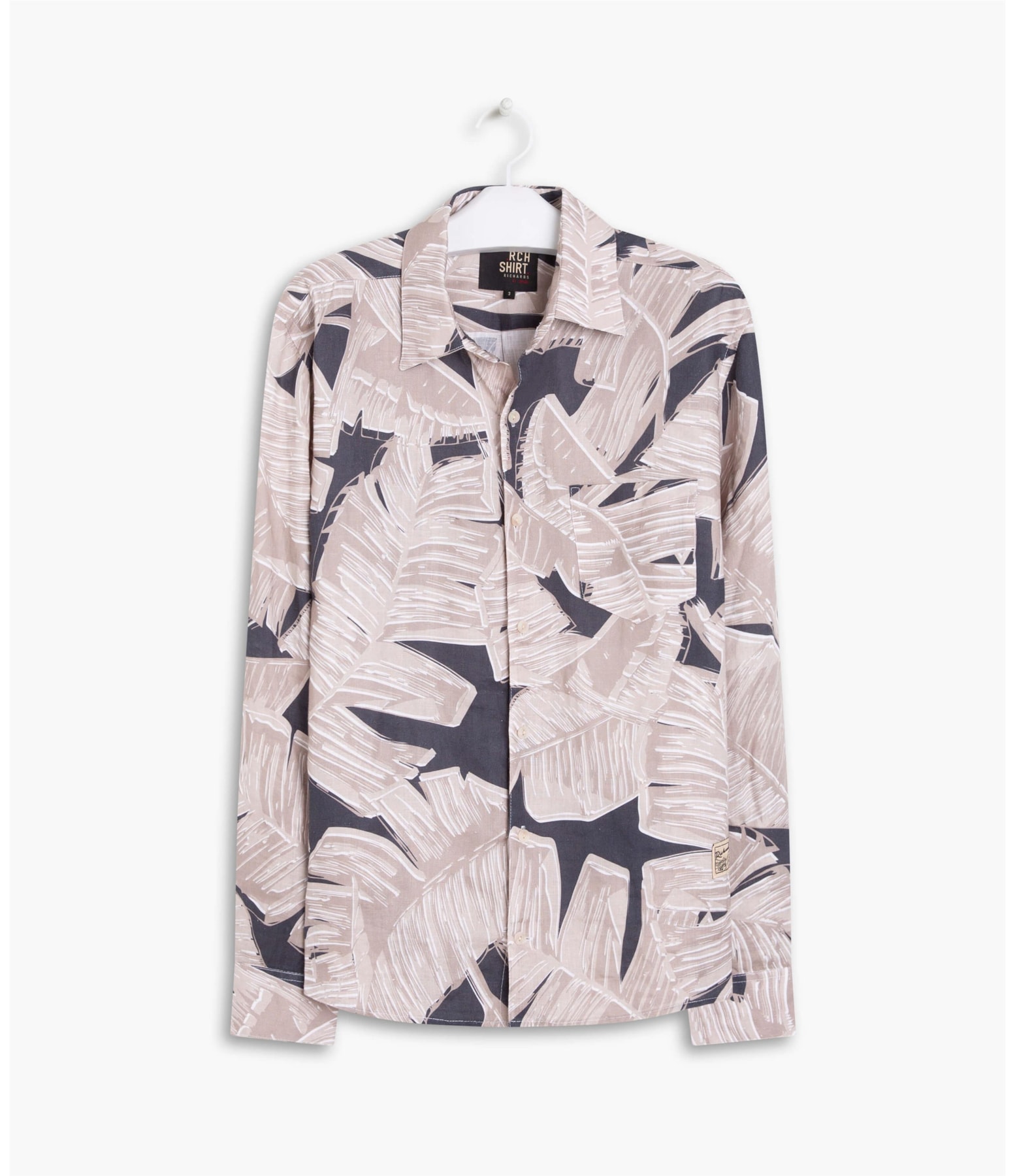  Camisa Linho  Bananeiras Estampada  Areia
