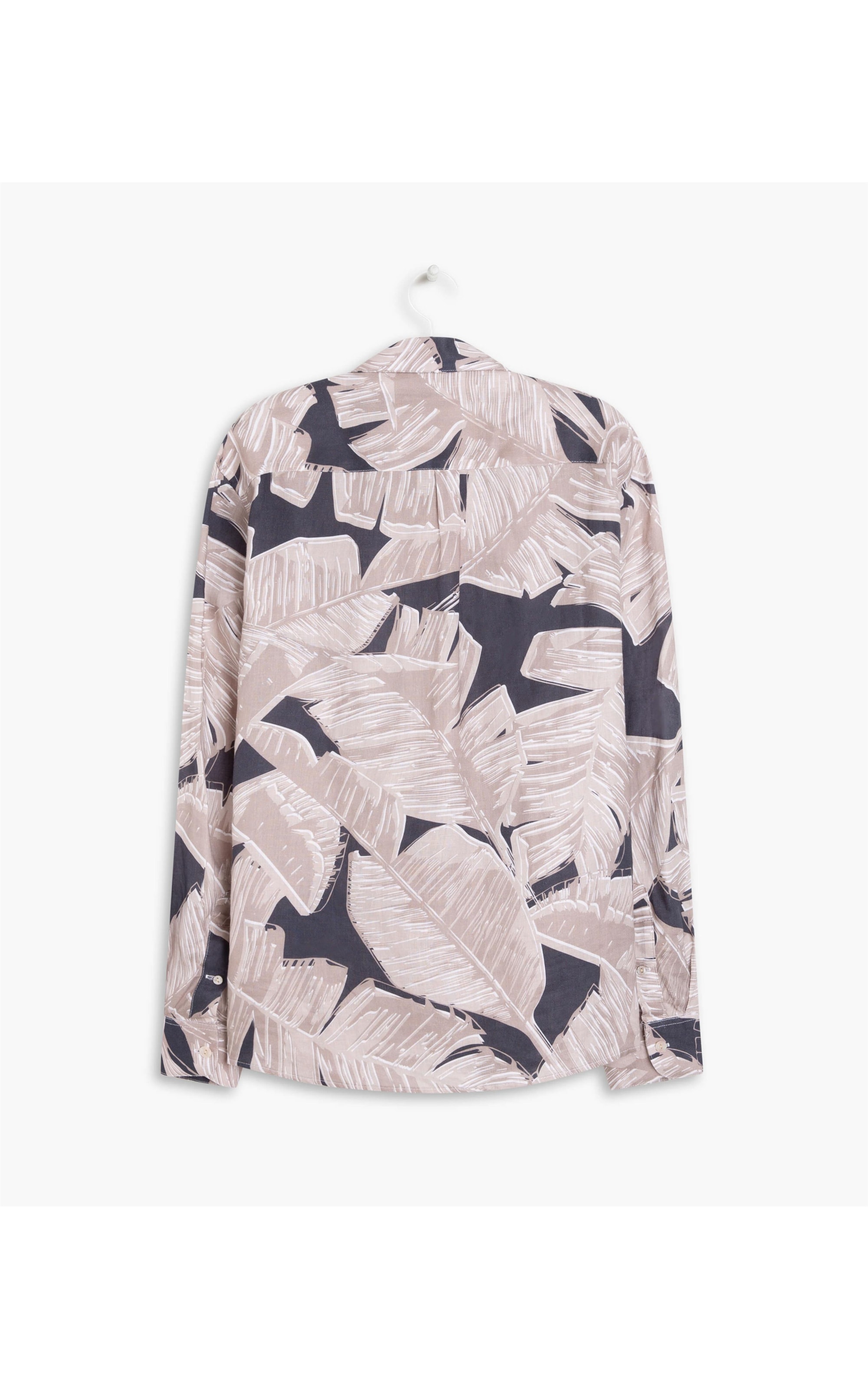  Camisa Linho  Bananeiras Estampada  Areia