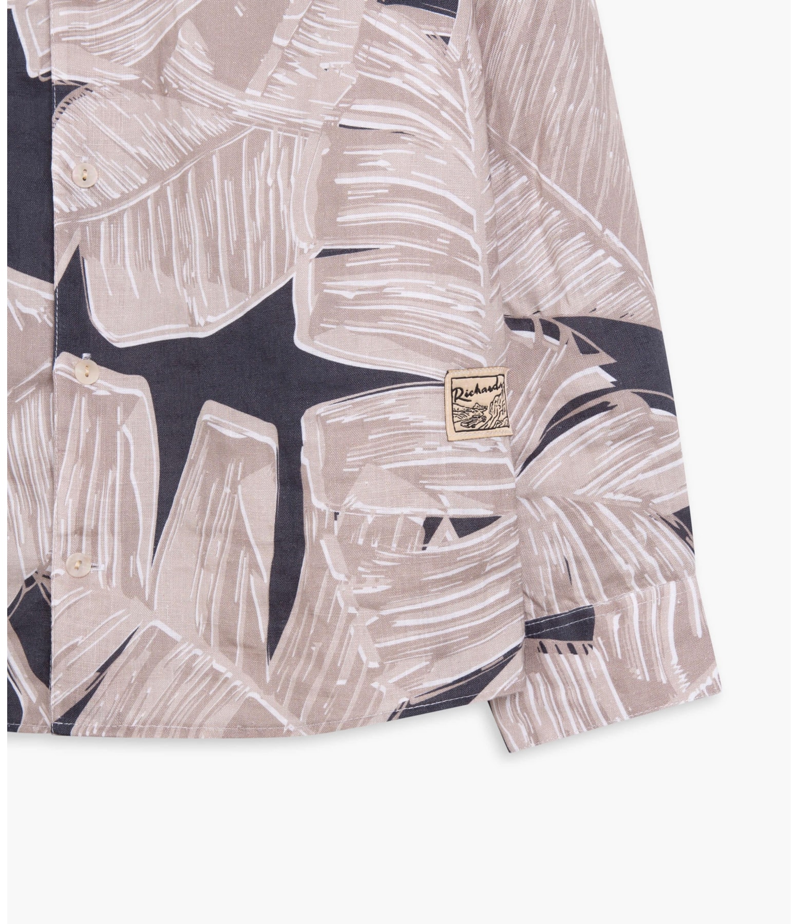  Camisa Linho  Bananeiras Estampada  Areia
