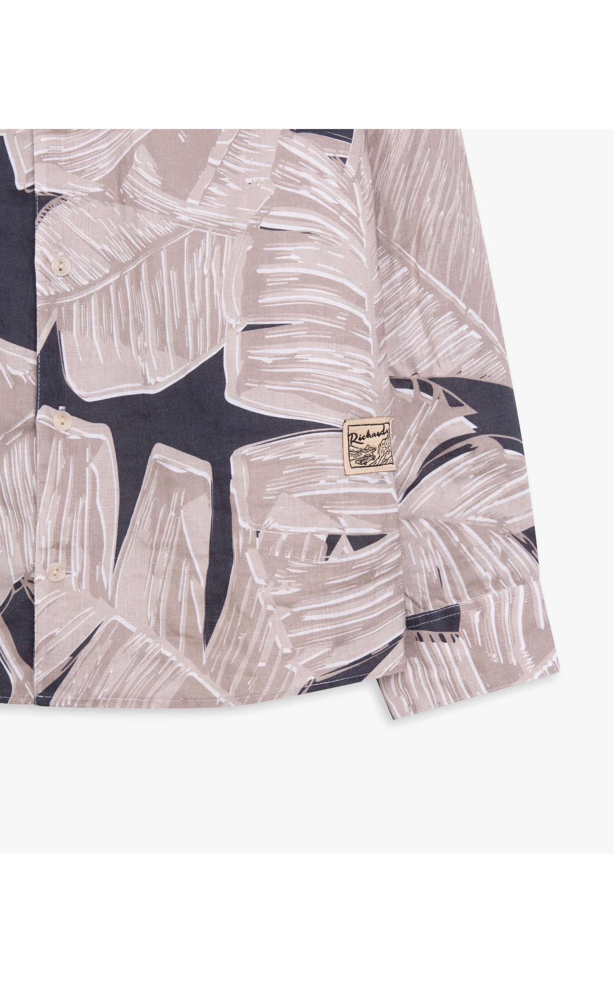  Camisa Linho  Bananeiras Estampada  Areia