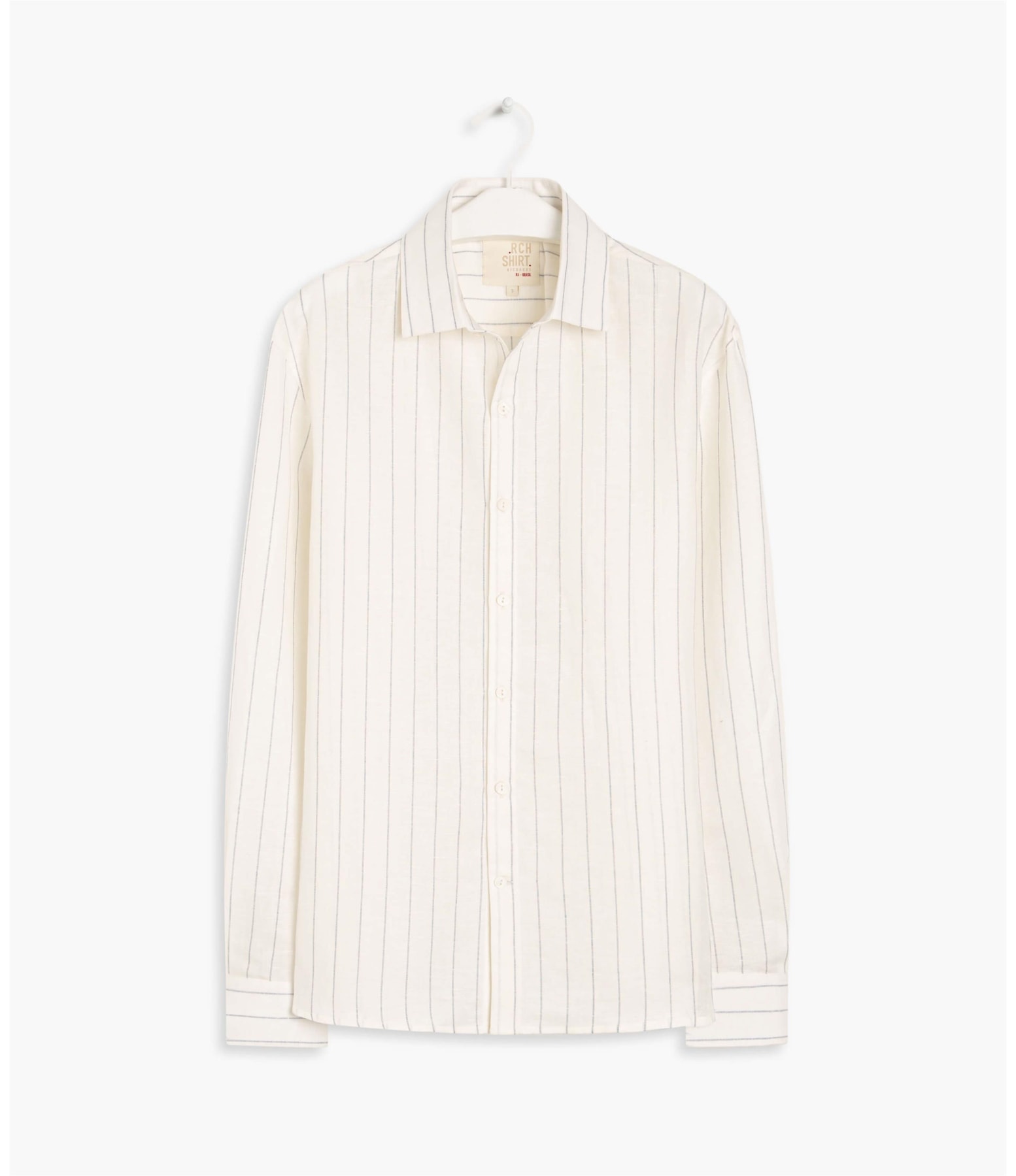 Camisa Linho  Bento Listrada Ml  Off White