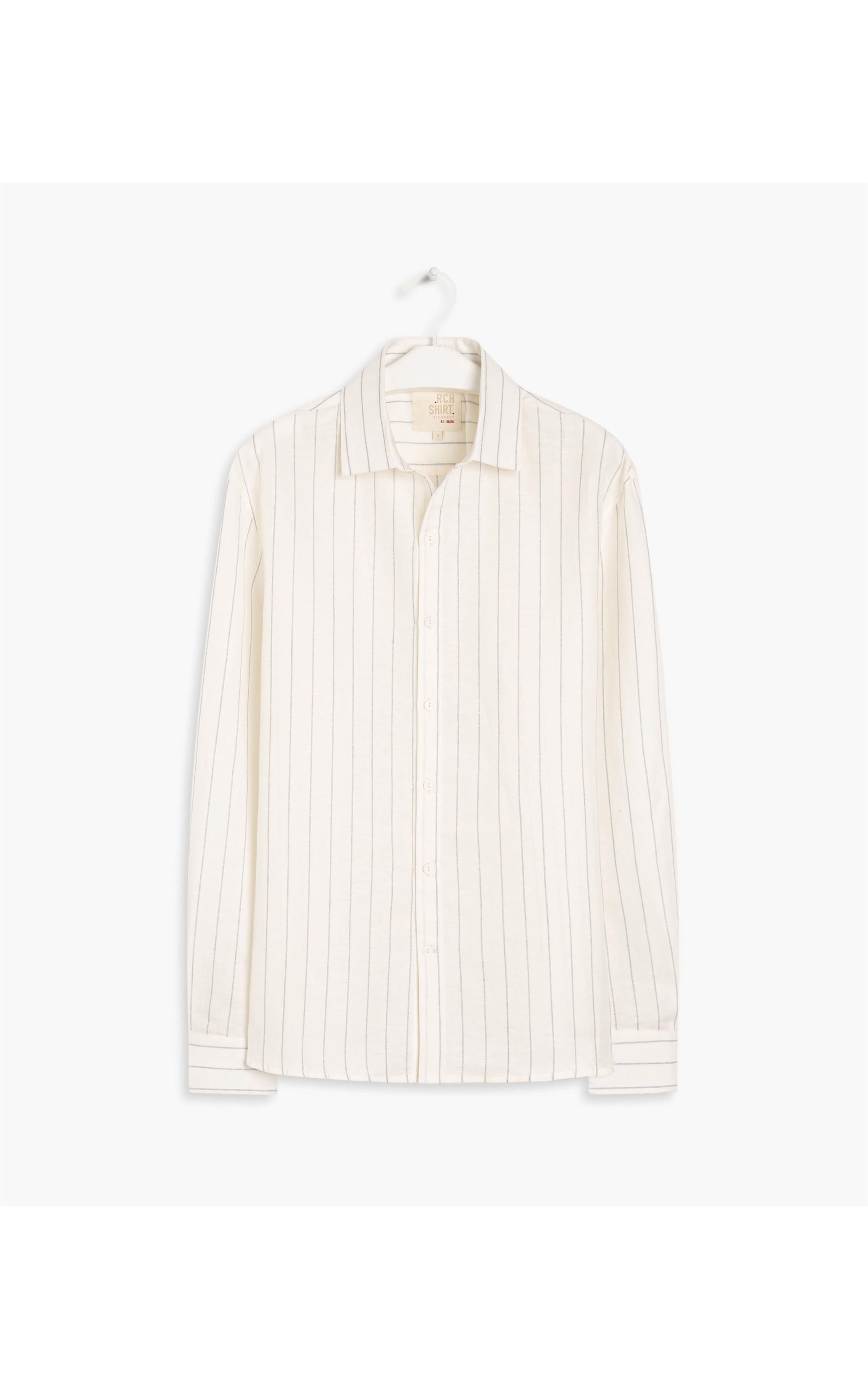 Camisa Linho  Bento Listrada Ml  Off White