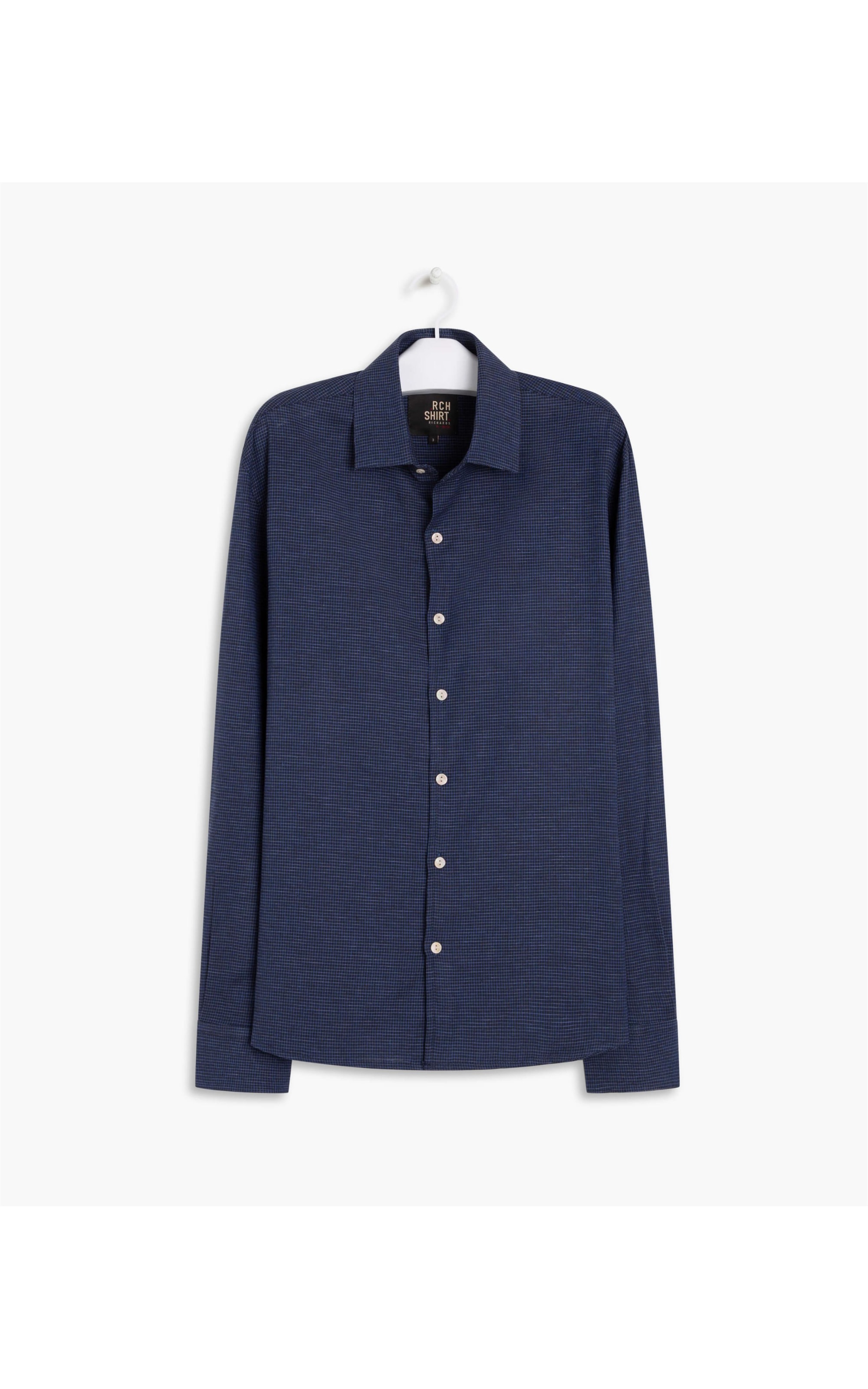 Camisa Linho  Beraldo Xadrez Ml Dark Navy
