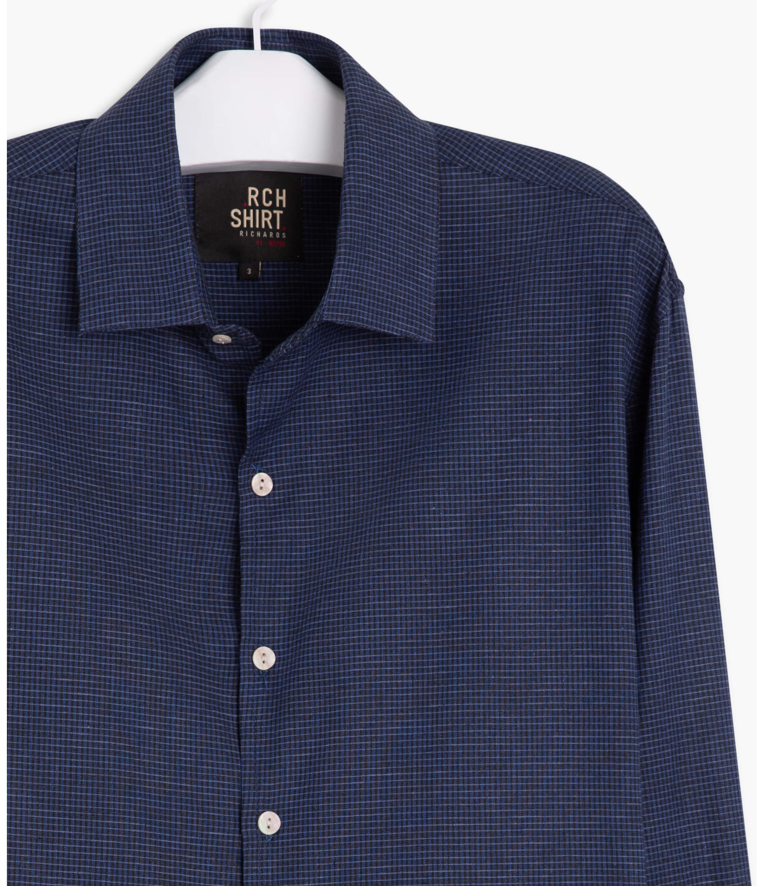 Camisa Linho  Beraldo Xadrez Ml Dark Navy