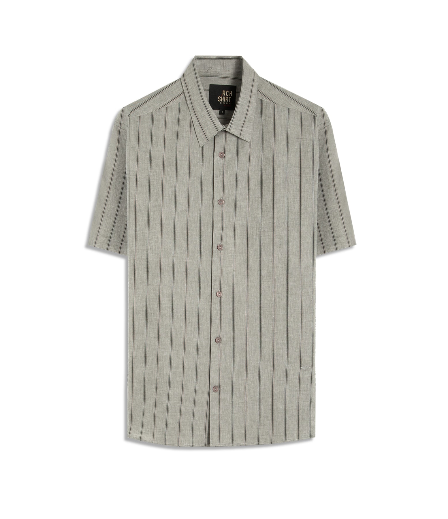 Camisa Linho Blend Adriano Stripe Mc Preto