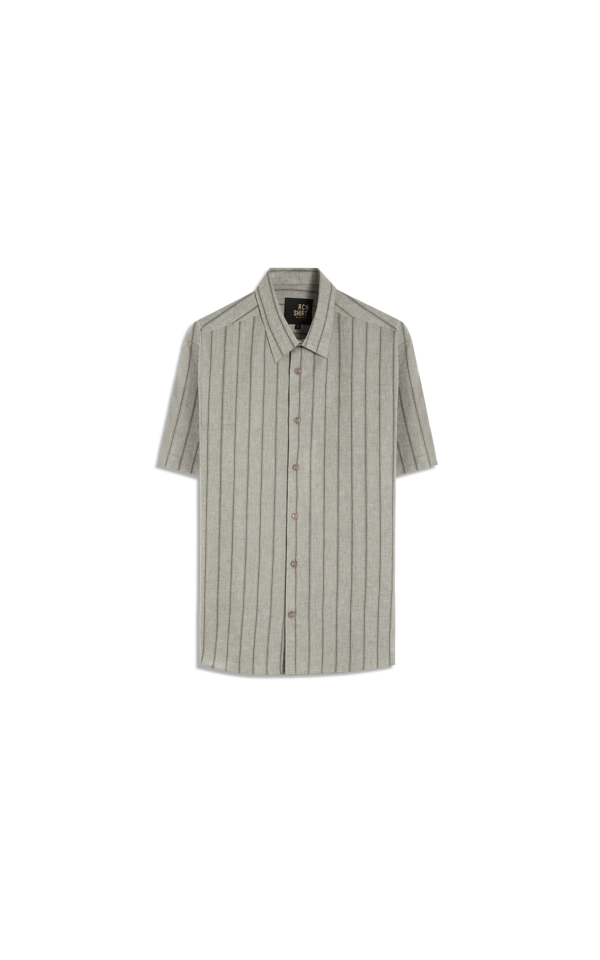 Camisa Linho Blend Adriano Stripe Mc Preto