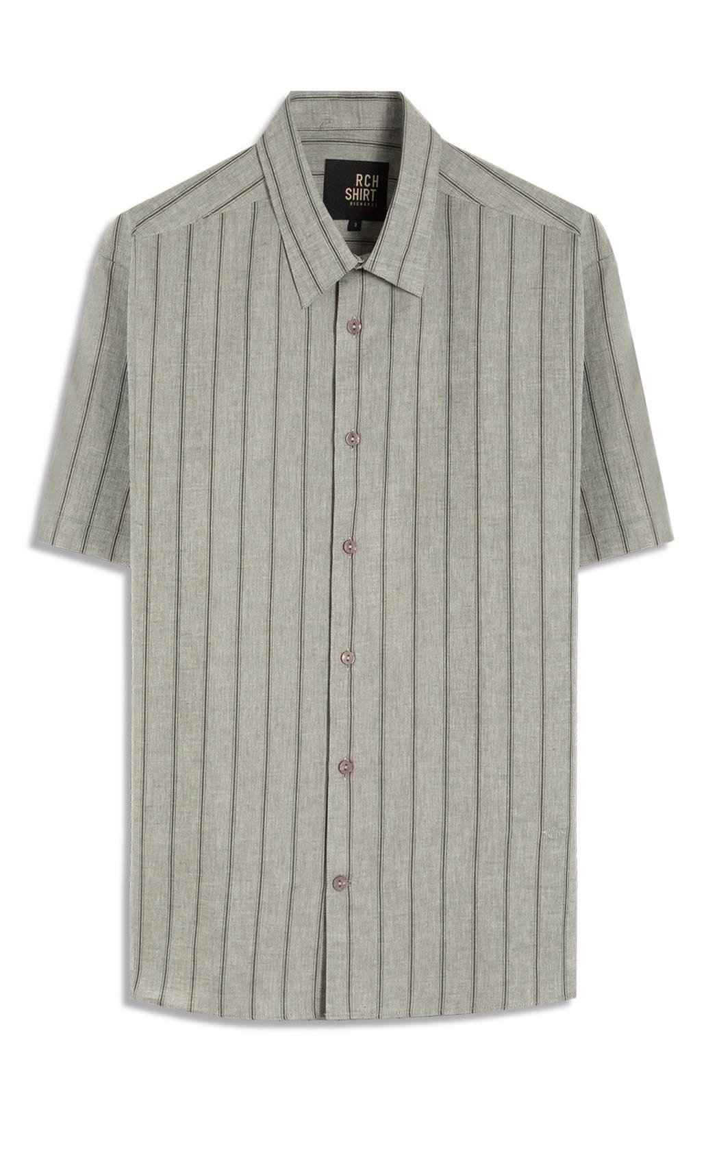 Camisa Linho Blend Adriano Stripe Mc Preto