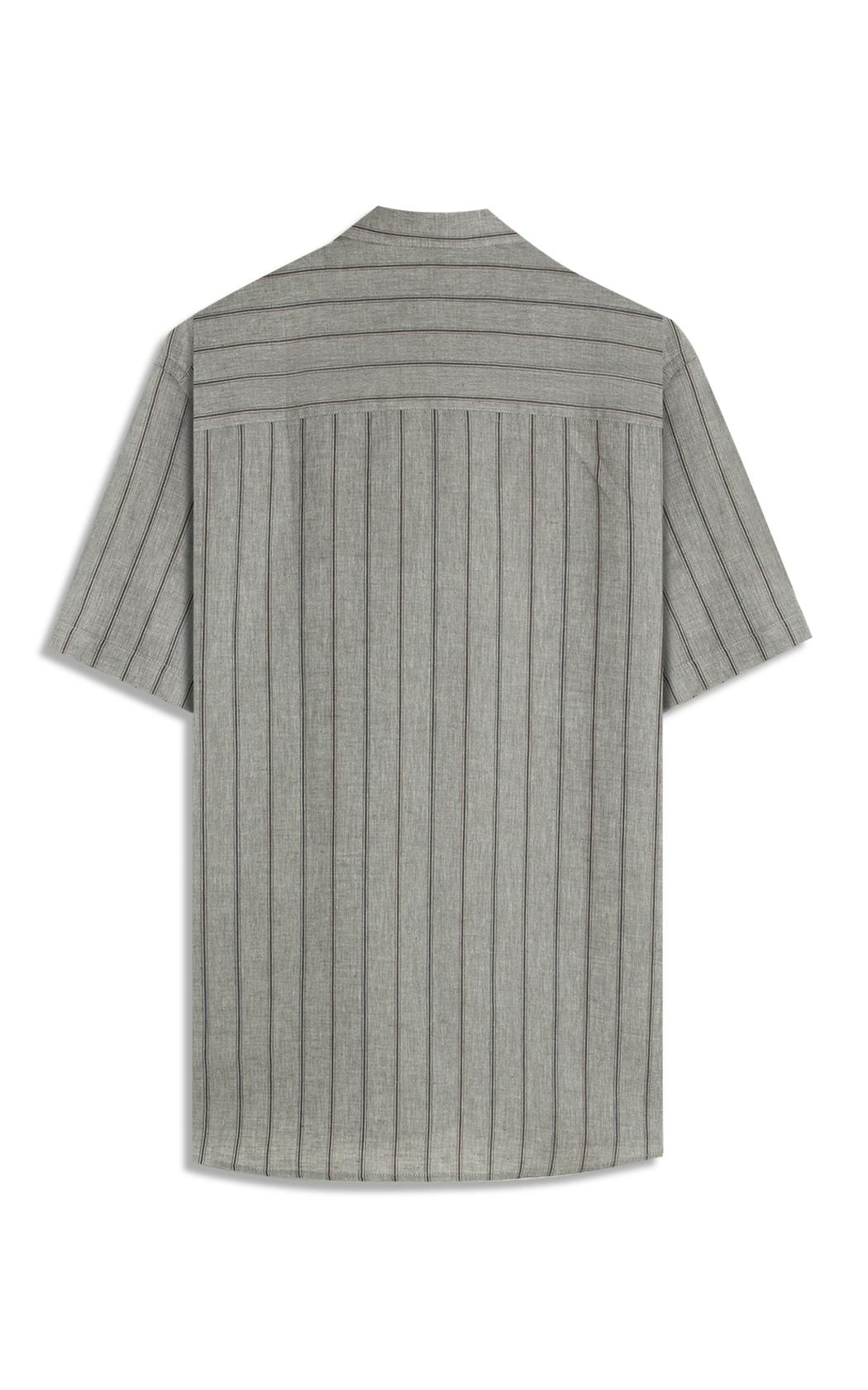 Camisa Linho Blend Adriano Stripe Mc Preto