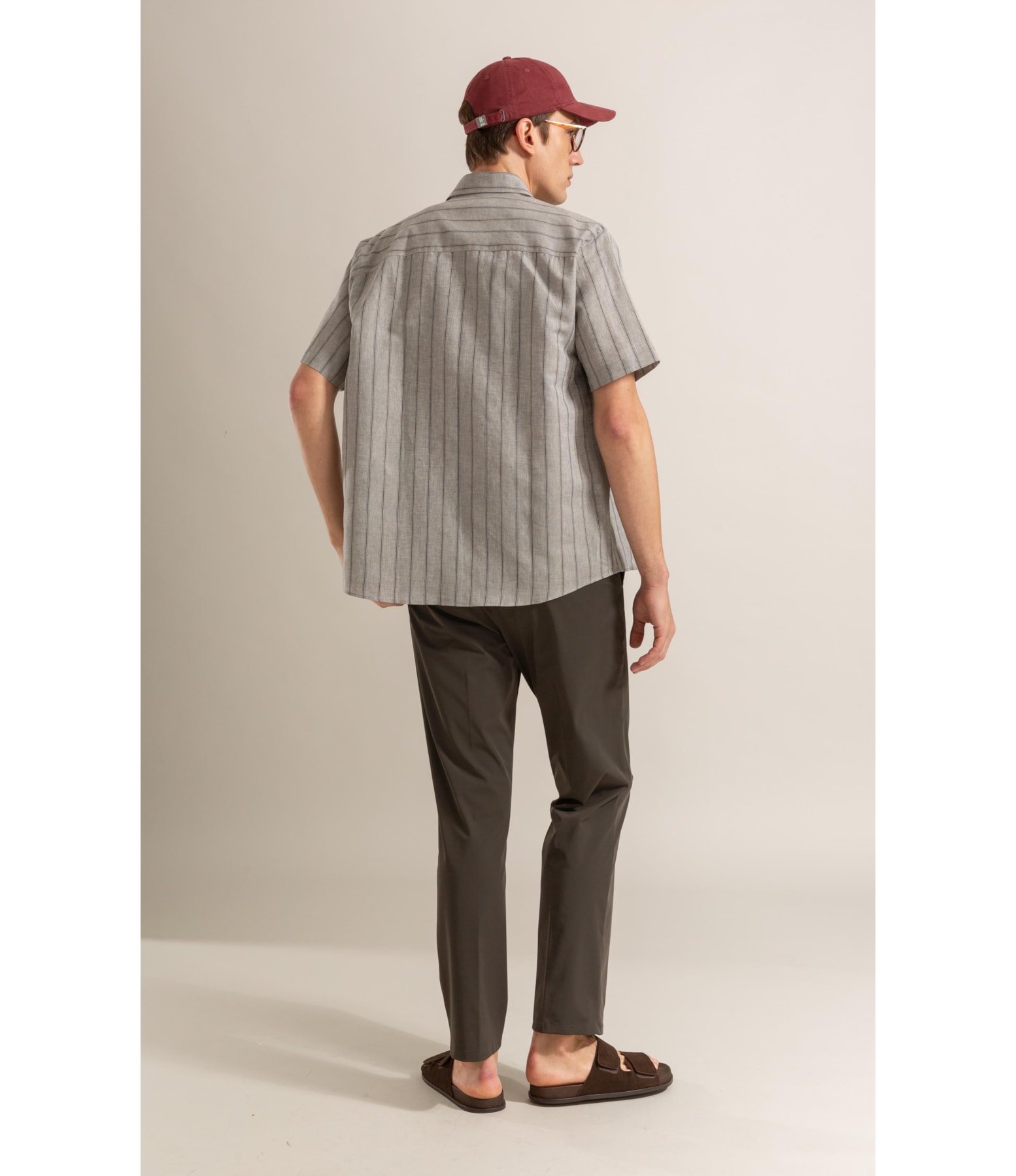 Camisa Linho Blend Adriano Stripe Mc Preto