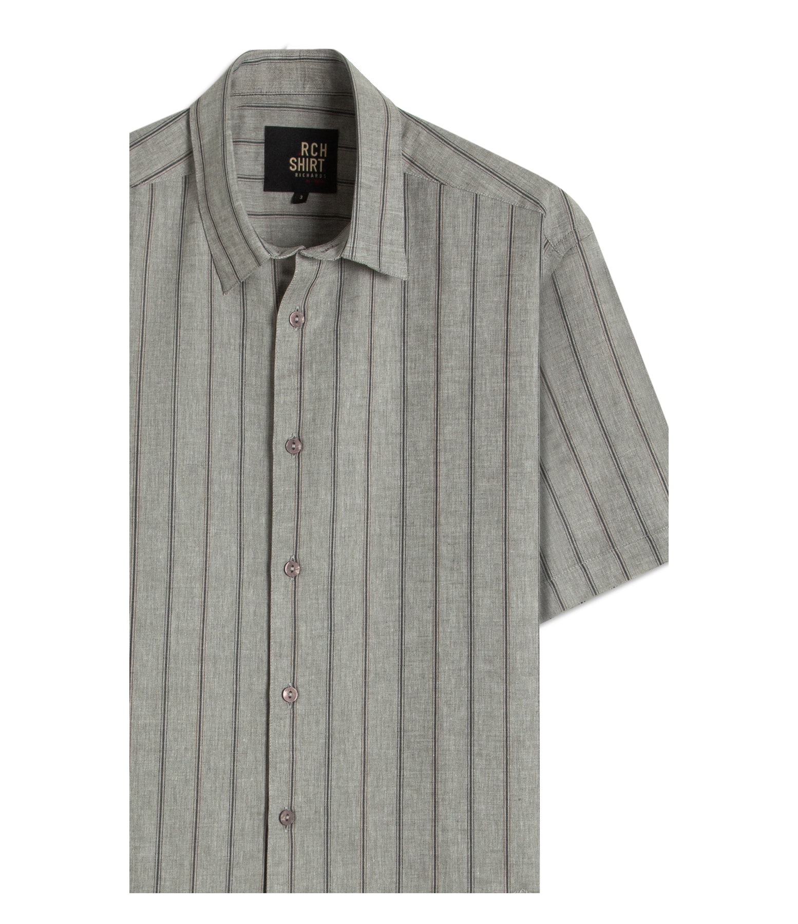 Camisa Linho Blend Adriano Stripe Mc Preto