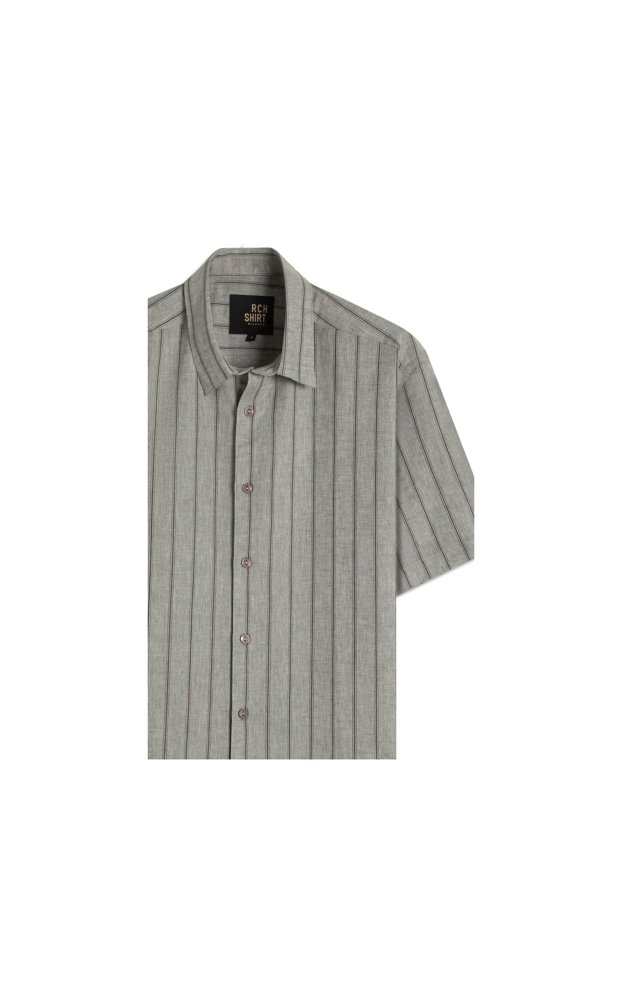 Camisa Linho Blend Adriano Stripe Mc Preto