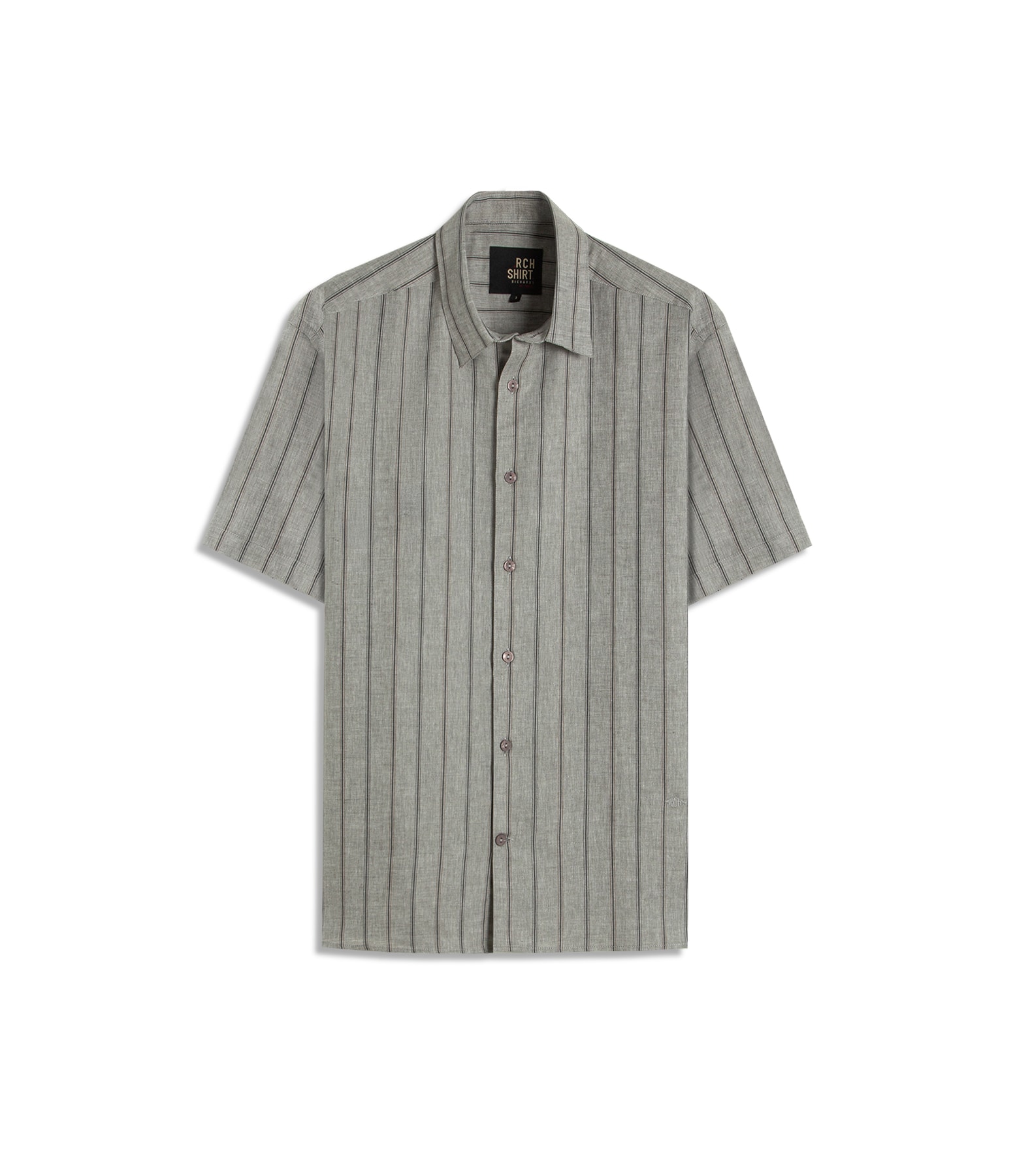 Camisa Linho Blend Adriano Stripe Mc Preto