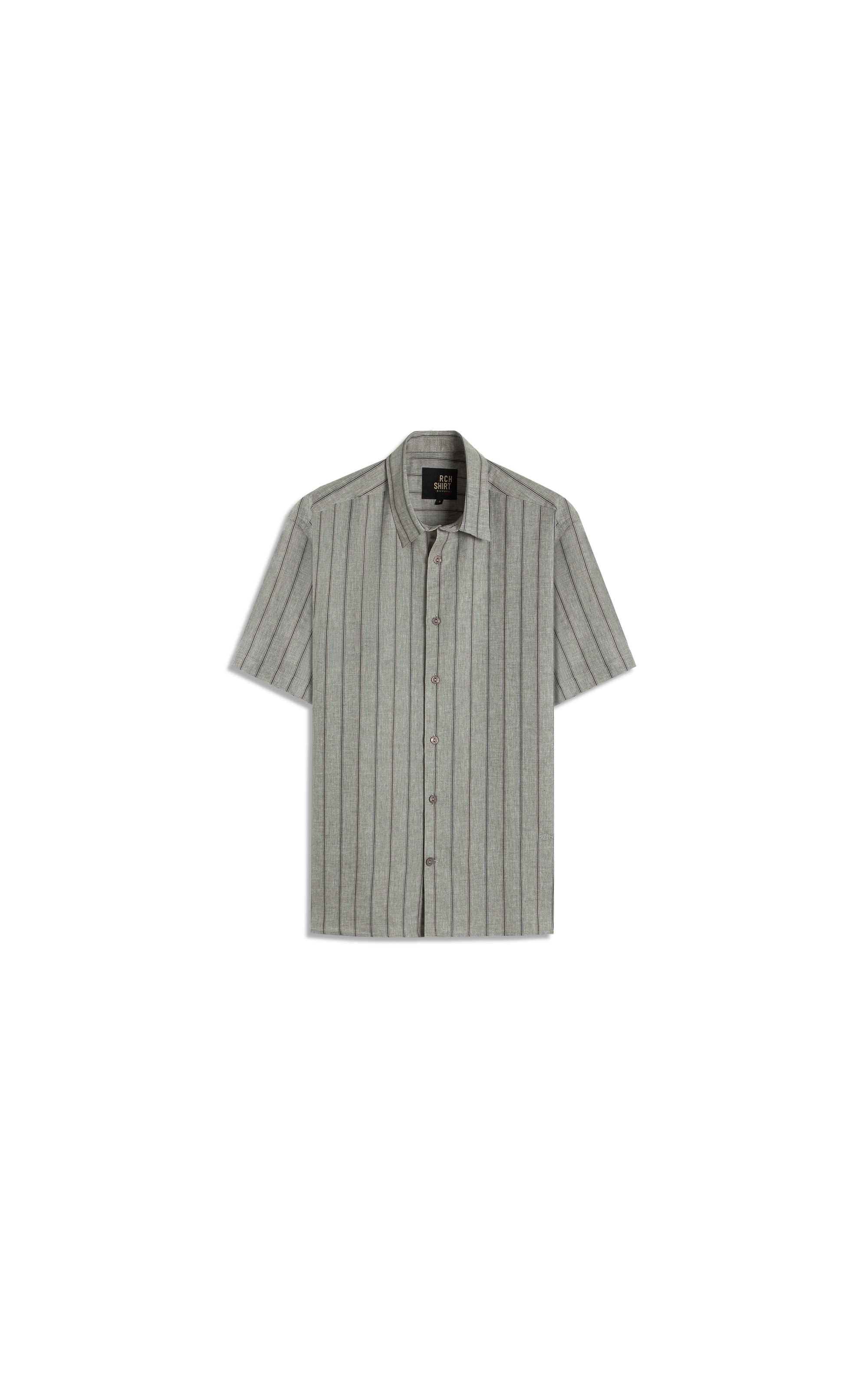 Camisa Linho Blend Adriano Stripe Mc Preto